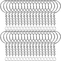 Paxcoo 50PCS Keychain Rings with Chain & 50 Jump Rings Bulk Kit - Durable Metal Findings for DIY Crafts & Keychain Making