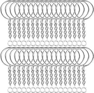 Paxcoo 50PCS Keychain Rings with Chain & 50 Jump Rings Bulk Kit - Durable Metal Findings for DIY Crafts & Keychain Making