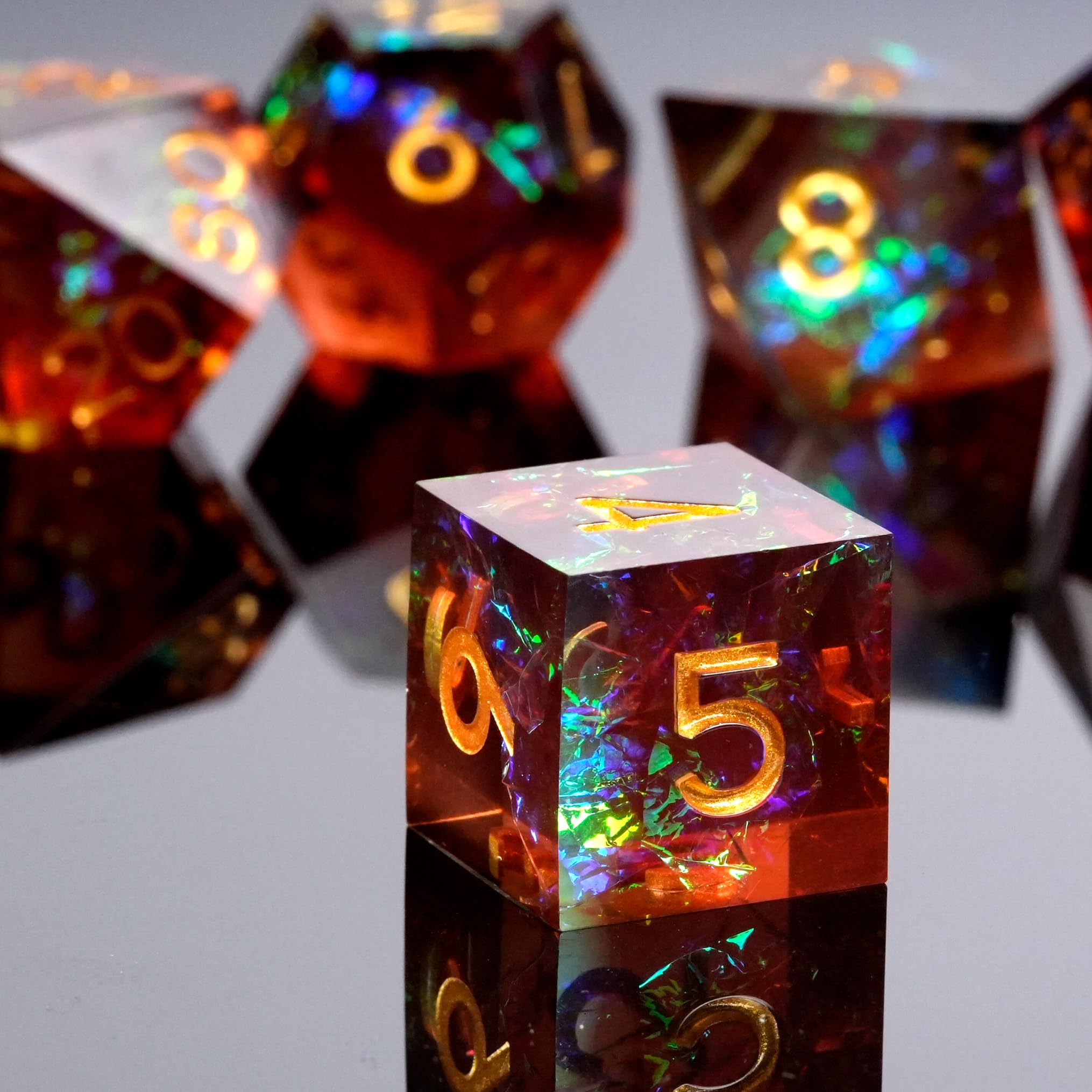 HKDZ Resin DND Dice Set including Box and Bag, D&D Polyhedral Dice Dungeons and Dragons Mtg Dice, Role Playing Dice Games