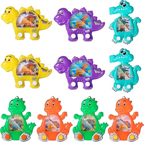 Juego de 10 piezas de animales de dinosaurio de mano para lanzar agua, anillo de agua, juego de anillos de agua, juego de bolsillo retro, mini
