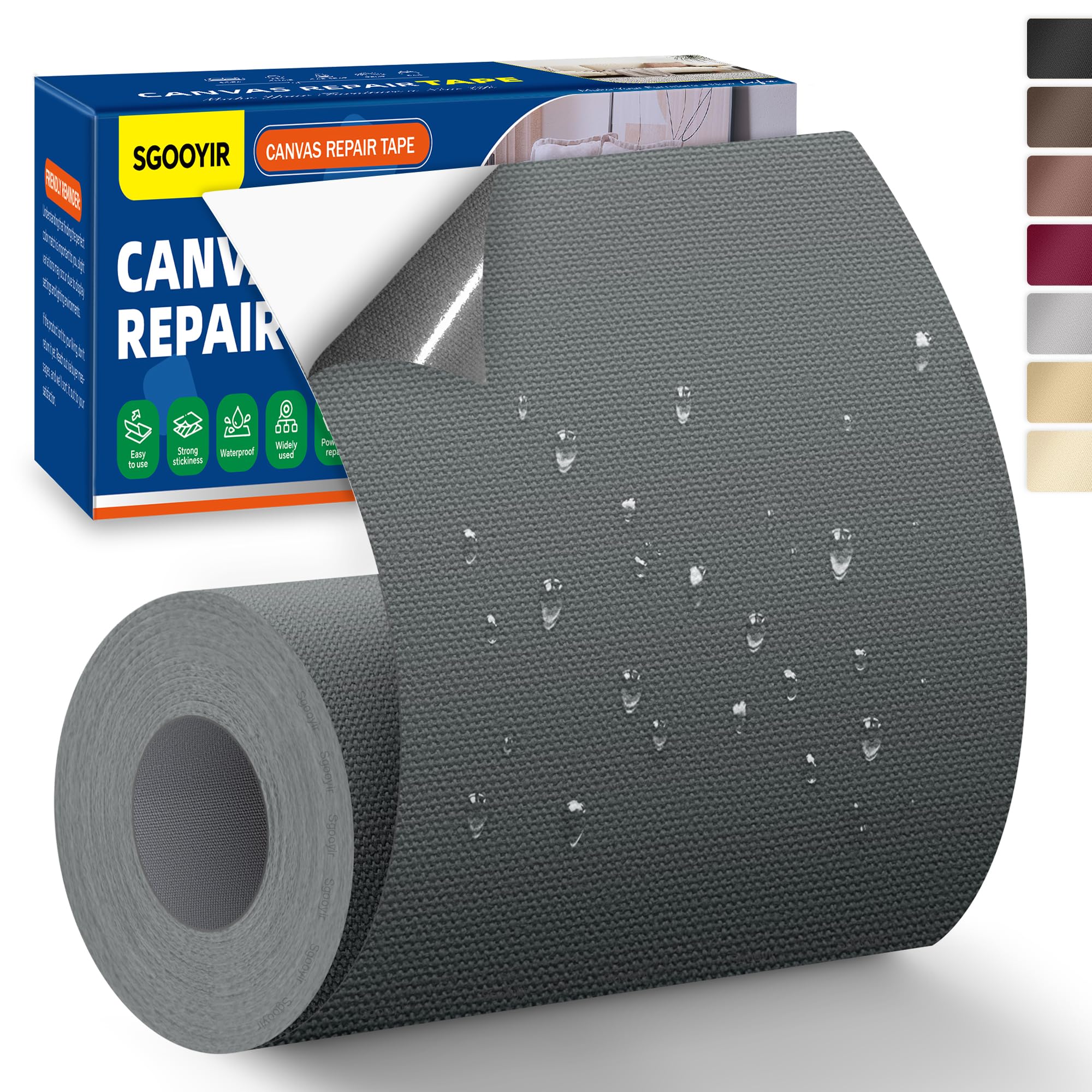 Adesivo In Tessuto 10x200 Cm Nero - Toppa Impermeabile Per Divano, Auto, Tende