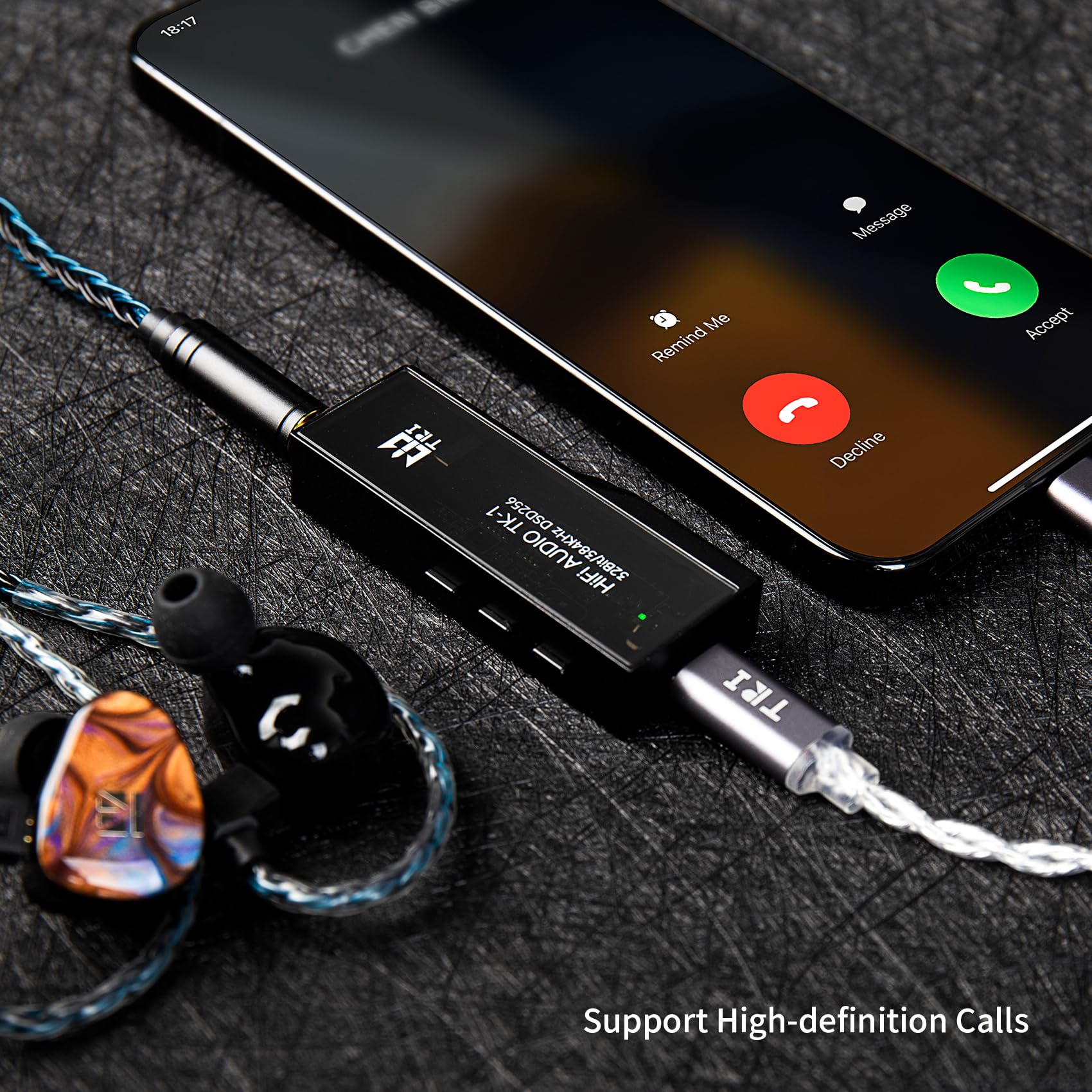 Tri TK1 Kopfhörer-Splitter für 2 Ohrhörer, USB C auf 3,5 mm/4,4 mm Verstärker mit Dual CS43131 Decoder, tragbarer IEM DAC für In-Ear-Monitor KZ ZS10 Pro ZAR ZAS CCA CRA