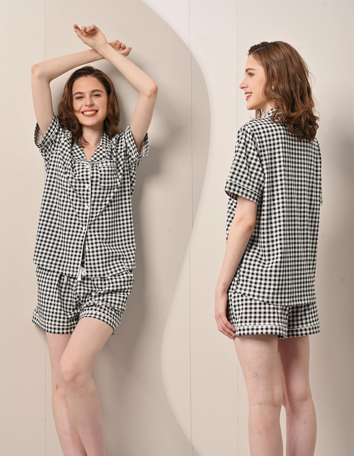 100% Cotton Pajamas for Women Sets 2 Pieces Pjs Button short sleeves with Pockets Soft Sleepwear Loungewear XS-XXL - Image 2