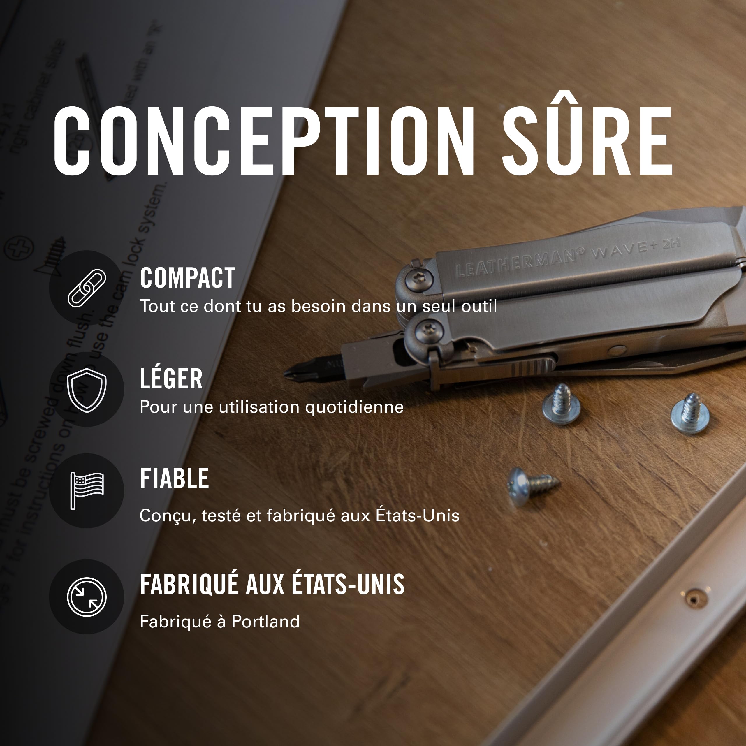 Leatherman 2H Wave+ Outil Multifonction, Acier Inoxydable | Outil 18-en-1 en Acier Inoxydable pour Usage Intensif avec Lames, Pinces et Coupe-Fils