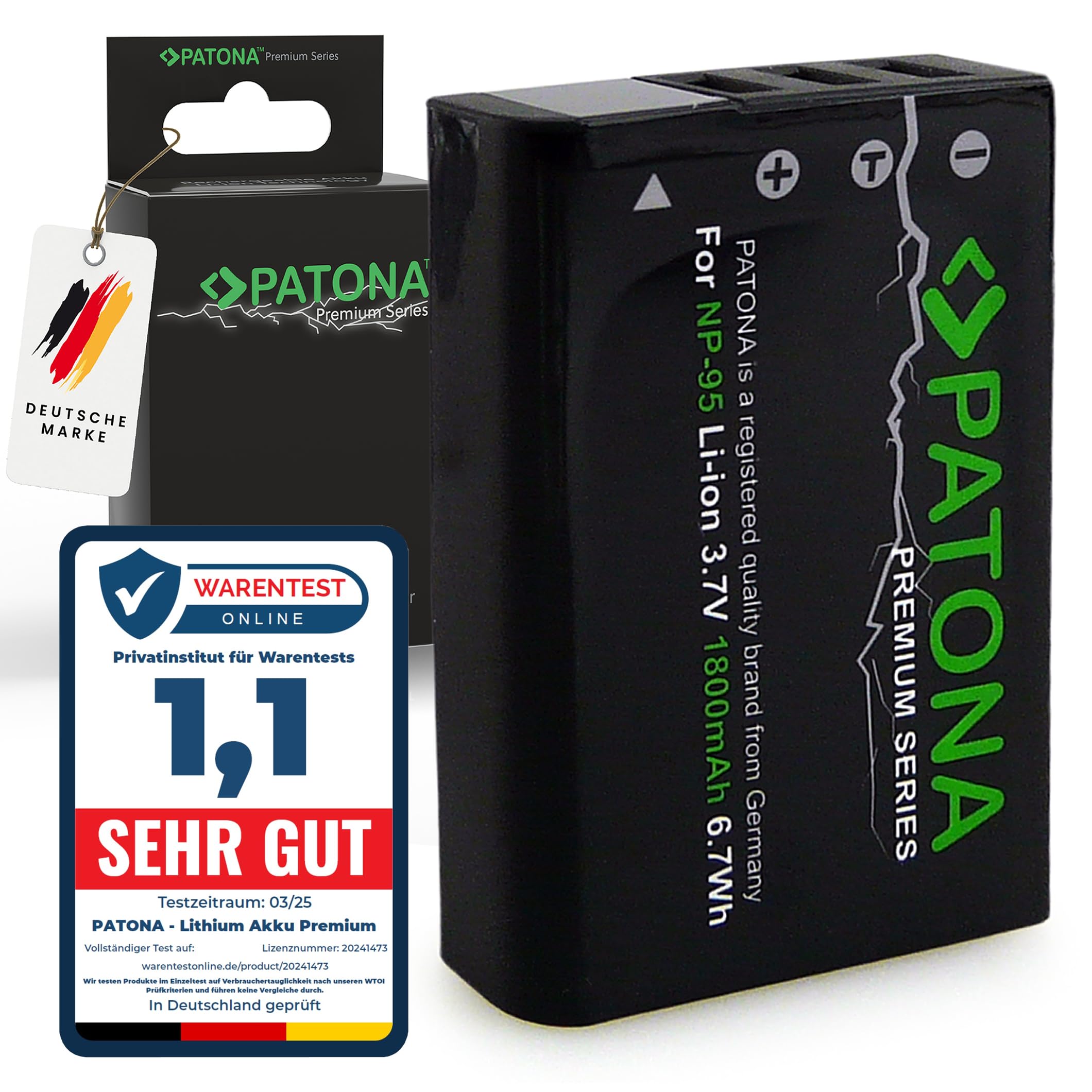 PATONA Premium Batteria NP-95 con Slim USB-C Caricatore Compatibile con Fuji Fujifilm FinePix F30 F31 X-S1 X30 X70 X100 X100S X100T Real 3D W1