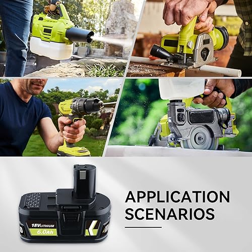 Miniatura 7 de P108 18V 6000Ah 2Pack Reemplazo de litio para batería Ryobi y cargador P117B compatible con batería Ryobi de 18 V P102 P103 P104 P105 P107 P108 P109