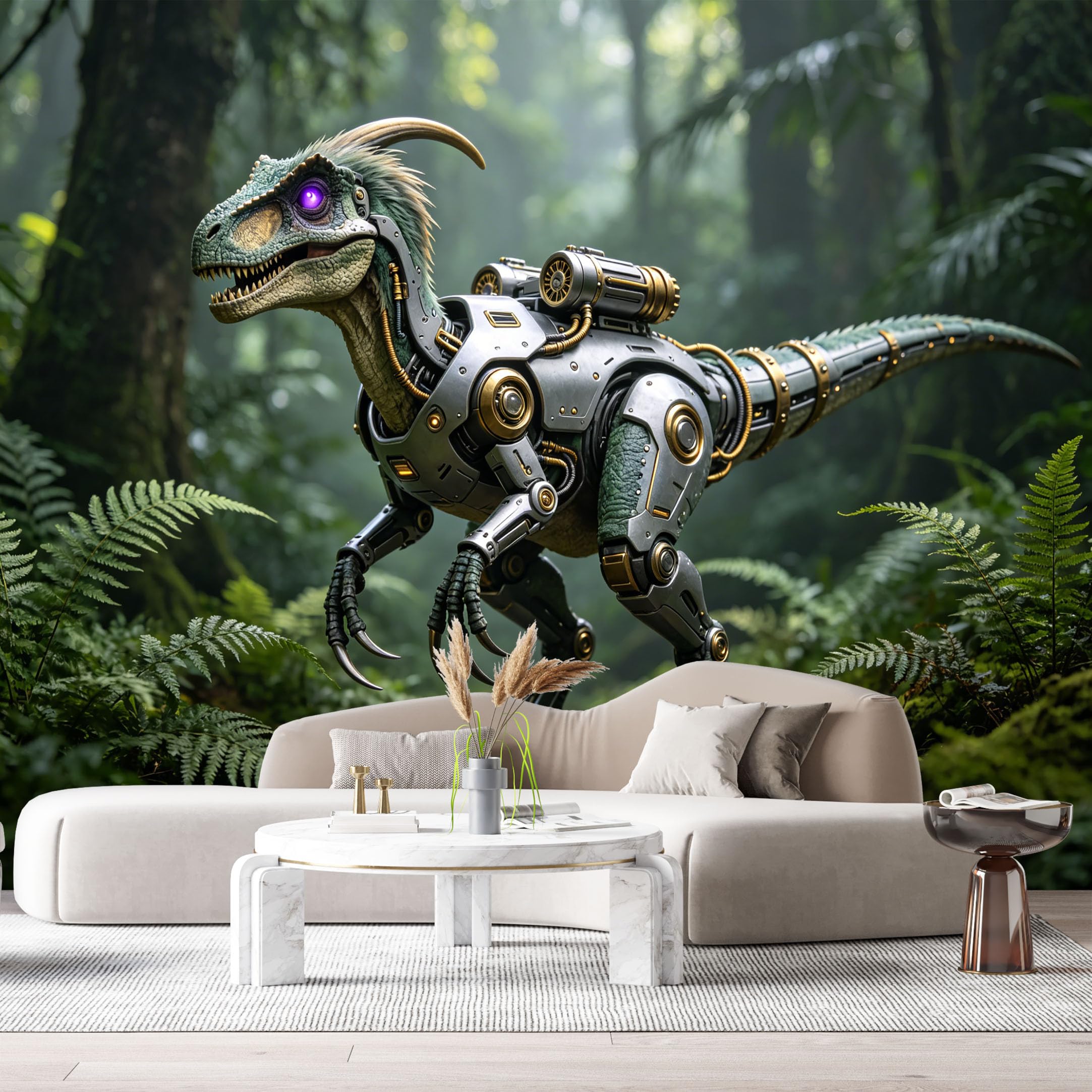Custom Size Wall Mural Beast Mecha Science Fiction Robot Jungle Futuristic Style SelfAdhesive Art Prints Removable Large Wallpaper Esports Room Game Room Tenant Room Studio
