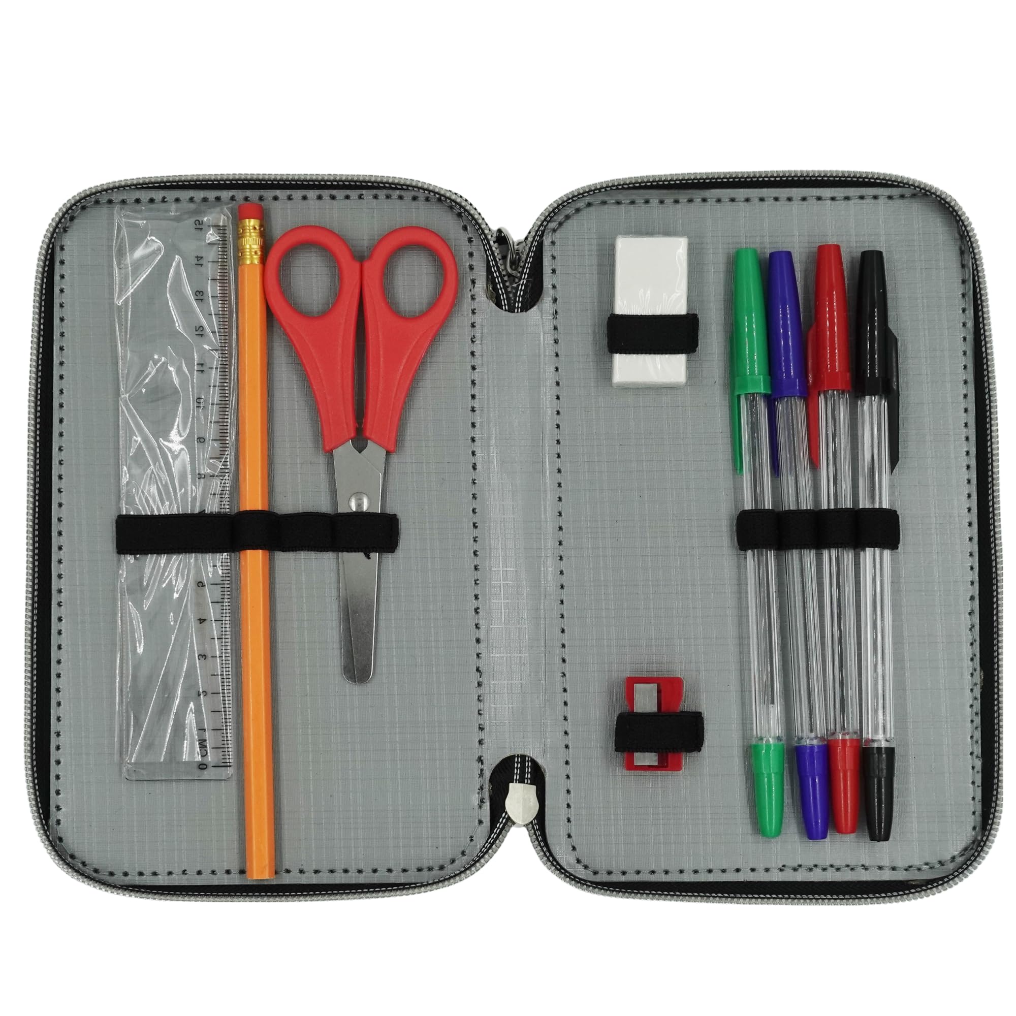 Goldkids ToneUpTone - Astuccio XXL per studenti, con 3 scomparti, 45 pezzi, con quaderno per compiti a casa, Nero , moderno