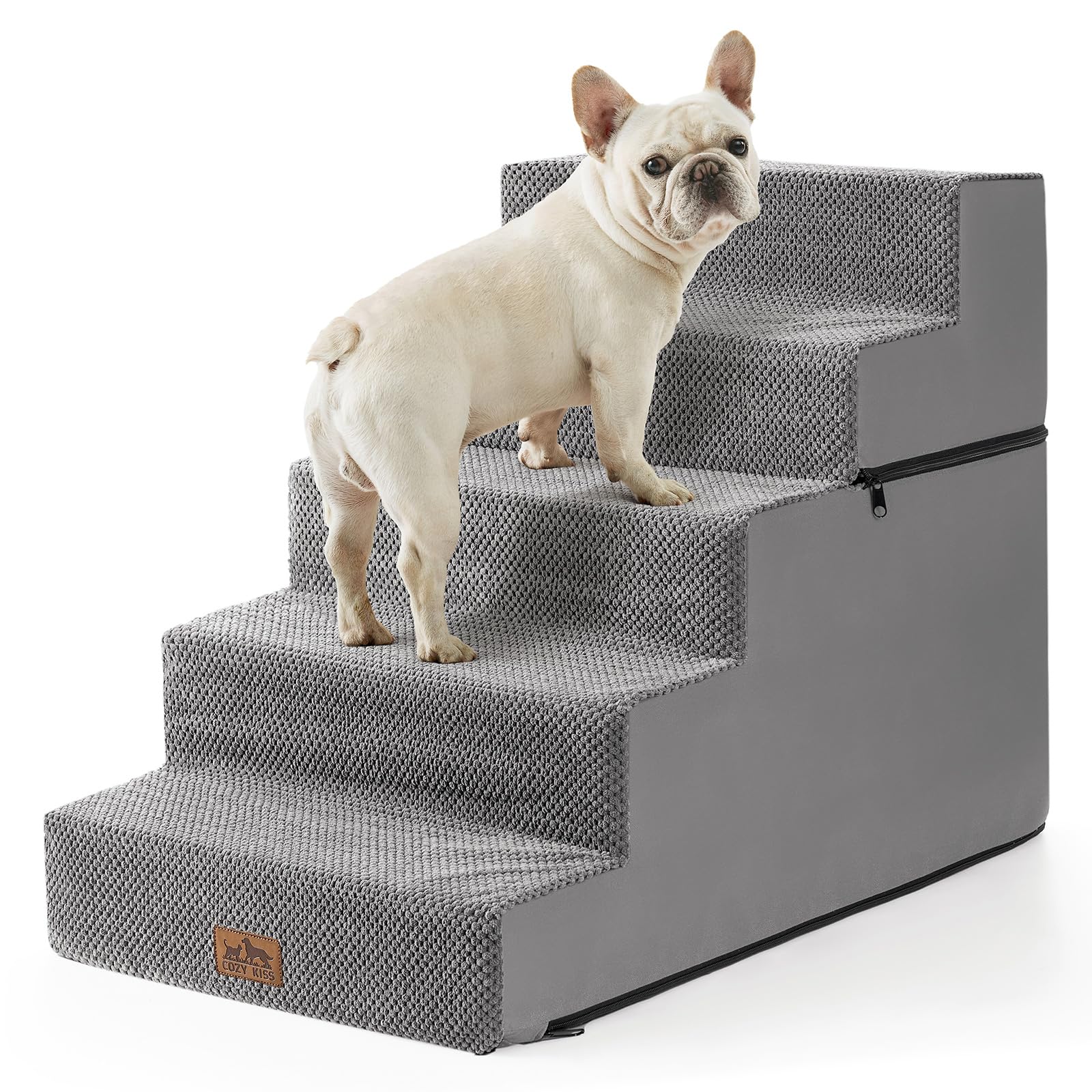 COZY KISS Dog Stairs for Small Dogs, 5 Step Pet Stairs for Beds &amp; Couches