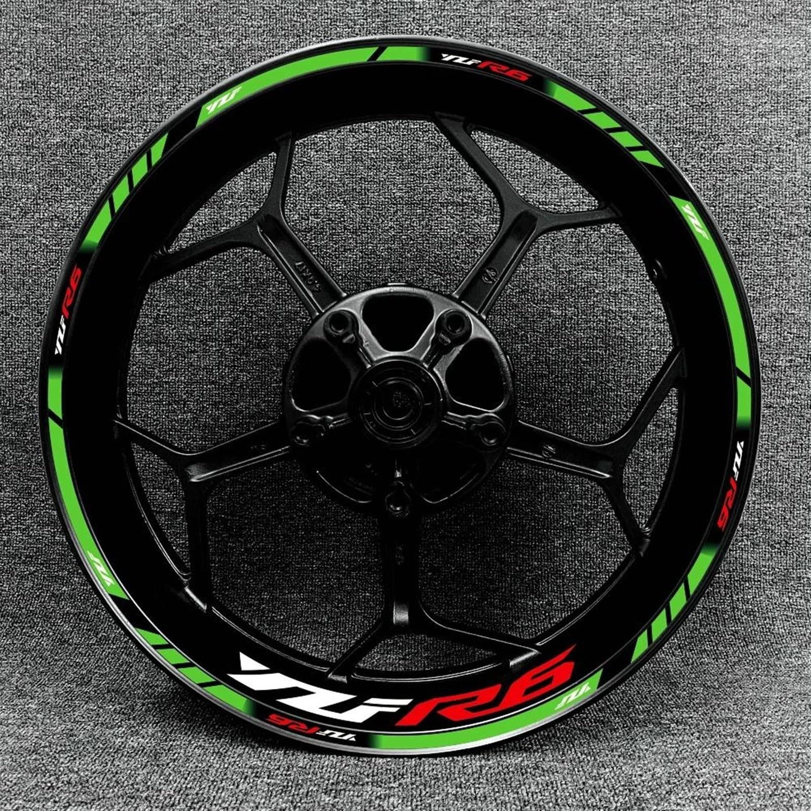 Motorcycle Reflective Wheel Rim Stripe Sticker Front Rear Full Set Decal for Yamaha YZF-R6 Decorative(Color13)