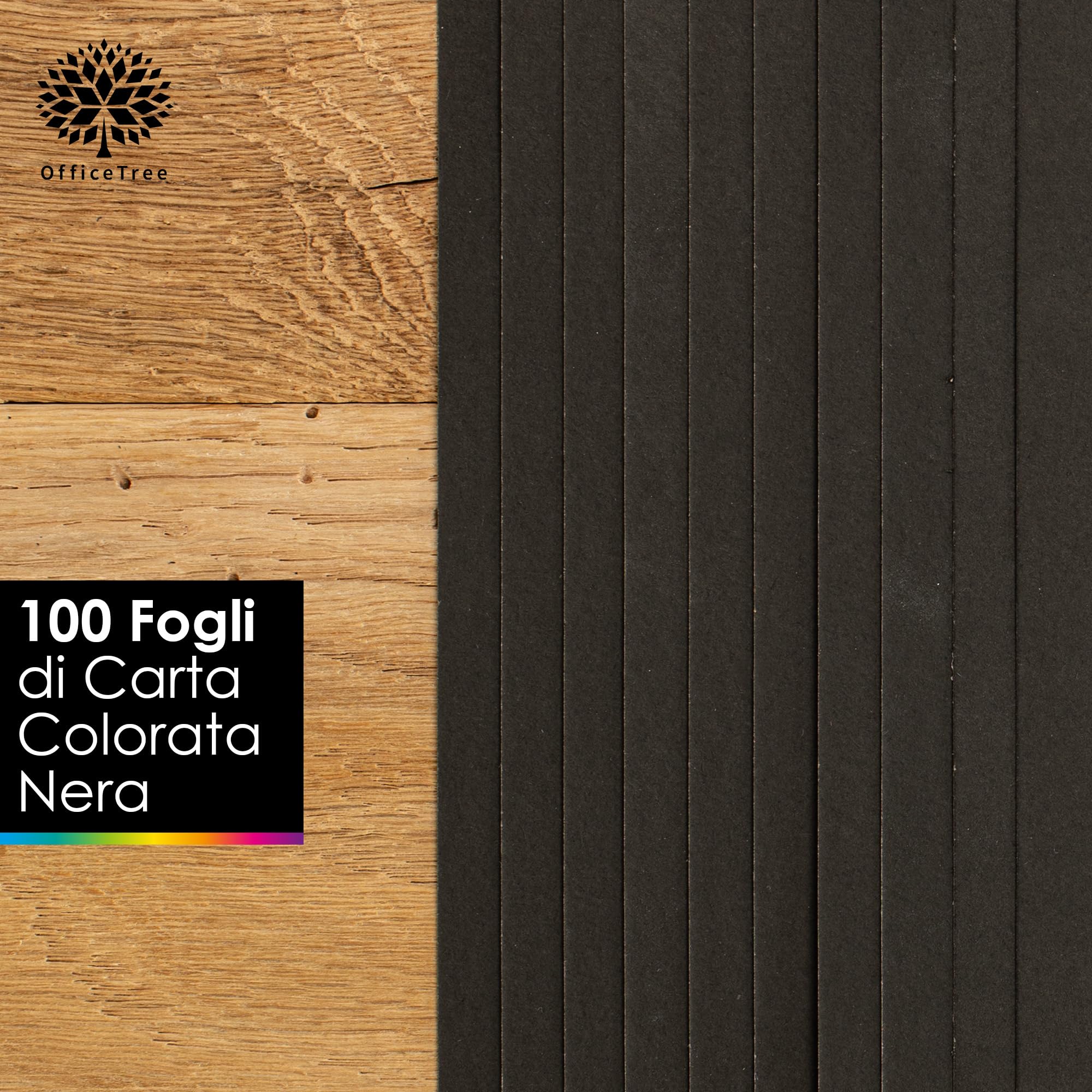 OfficeTree 100 arkuszy kolorowego papieru czarnego A4 130 g
