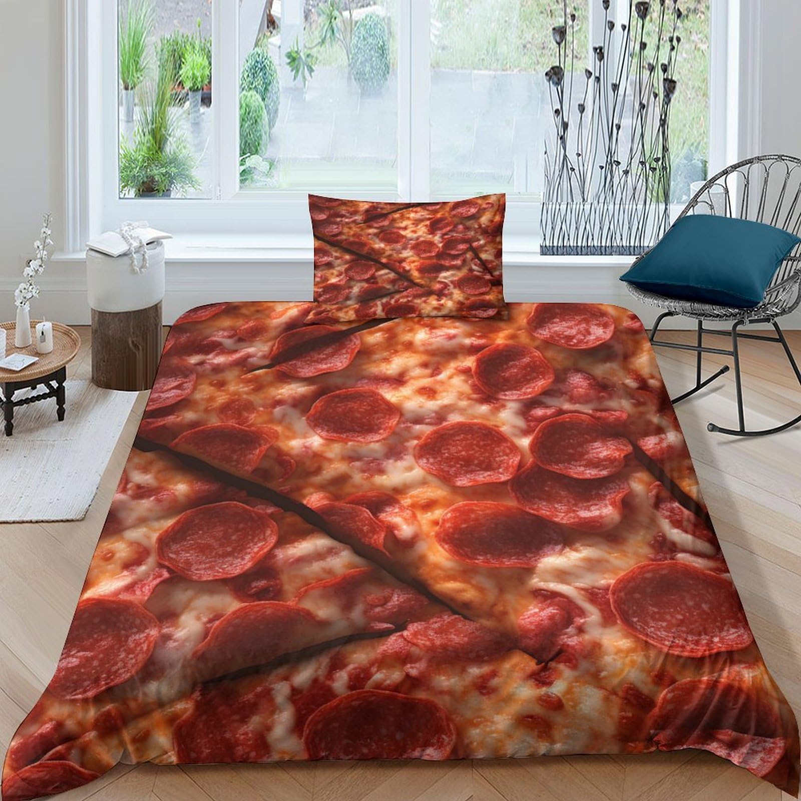 Housse de couette pizza microfibre premium zippée
