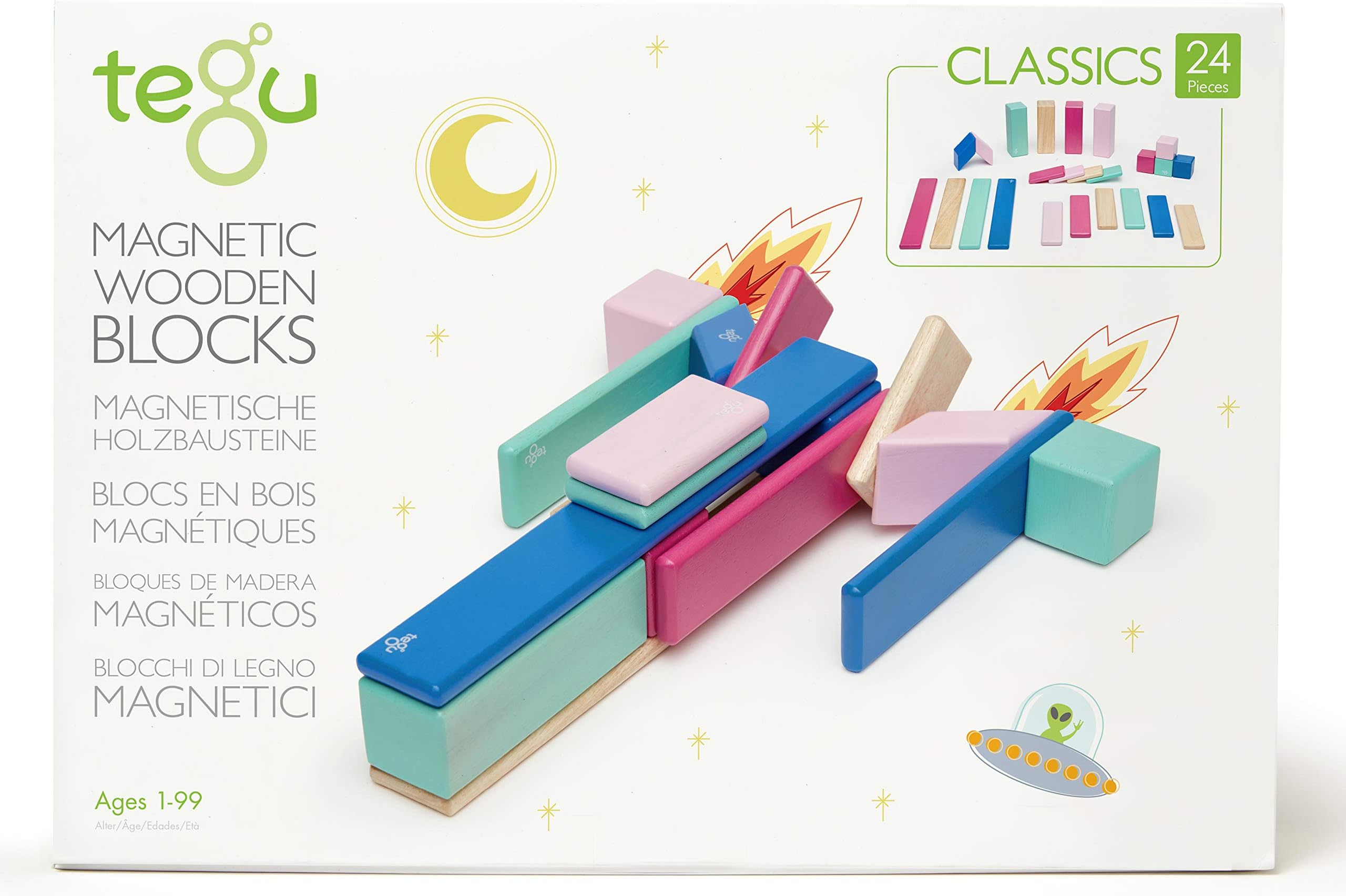 Magnetic 24 Piece Wooden Block Set, Blossom.