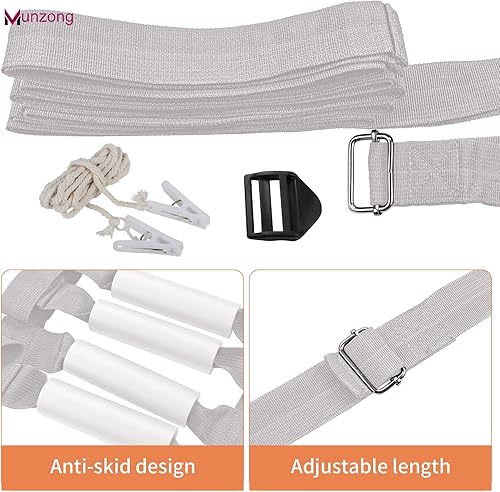 Miniatura 3 de Munzong Asistencia de escalera de cama de 160 pulgadas, dispositivo de asistencia gris para levantar y sentarse, correas de noche de asistencia con