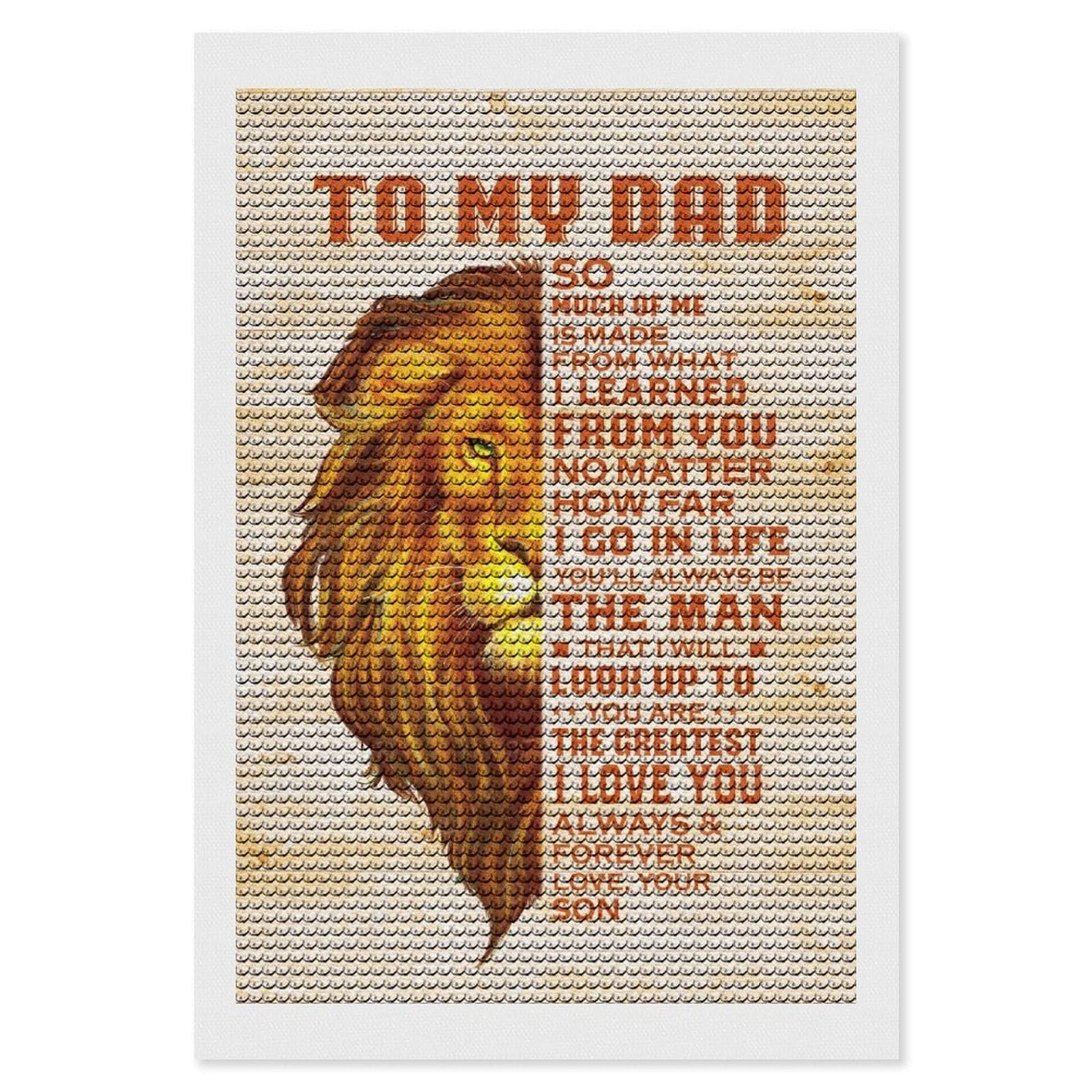 Junmoney to My Dad DIY Diamond Art Canvas Kit 8"x12", Complete Accessories, Creative Leisure Activity, Home Wall Decor, Gift Idea