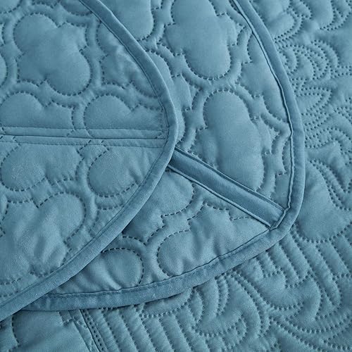 Miniatura 6 de CHIXIN juego de colcha tamaño queen, sobrecama ligera, acolchado ultrasónico, colcha reversible de 4piezas, elegante estampado de cachemira de