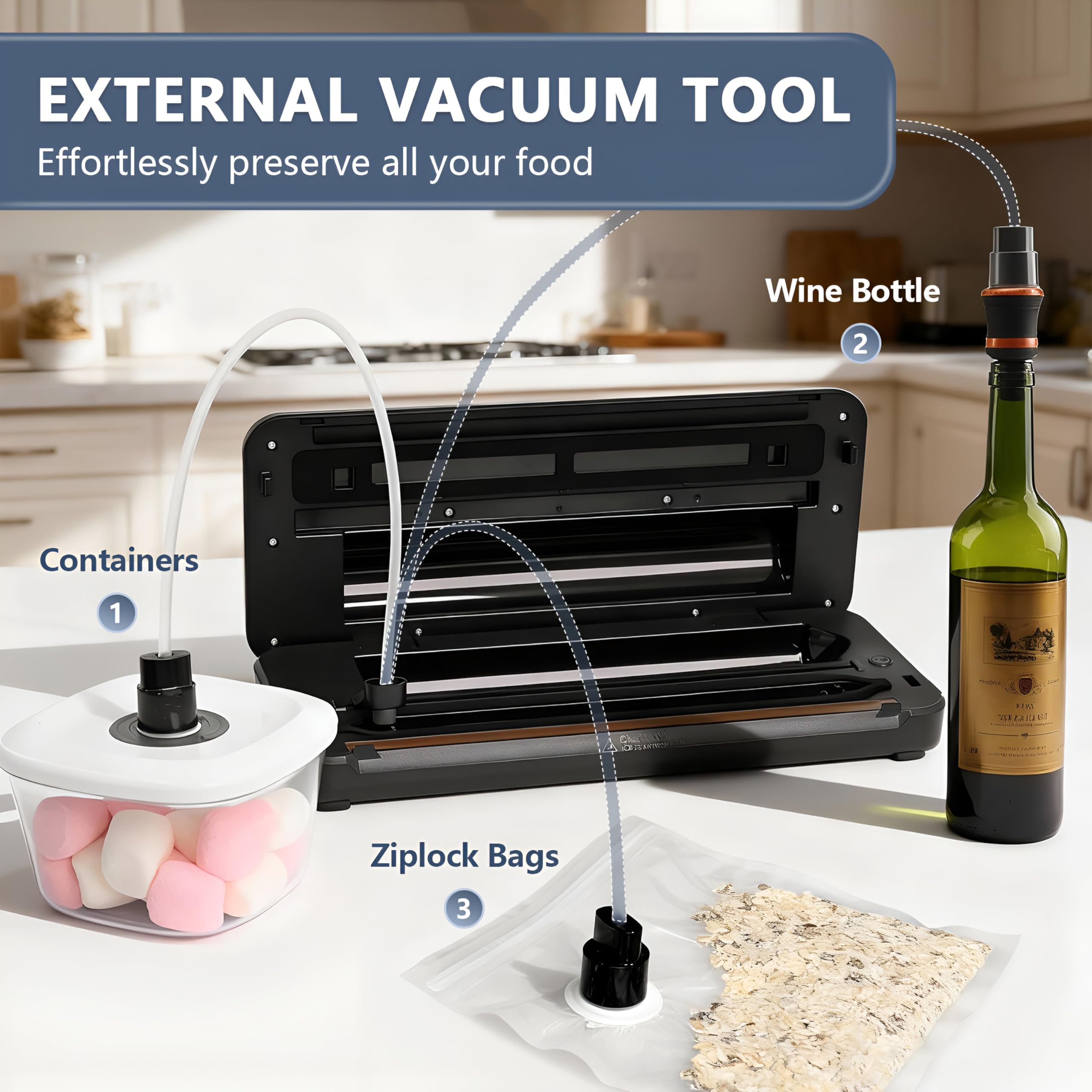 Macchina sottovuoto | Elettrodomestico compatto da cucina per la conservazione di alimenti freschi | Guarnizione automatica One-Touch | 4 modalità intelligenti: secco, umido, umido e freddo |