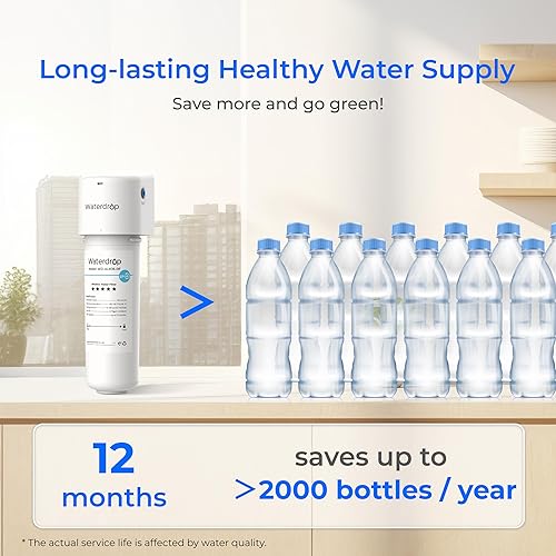 Miniatura 6 de Waterdrop Sistema de filtro de agua alcalina para fregadero WD-ALK16, agua mineralizante a 9.5 pH, certificado NSFANSI 372, compatible con sistemas