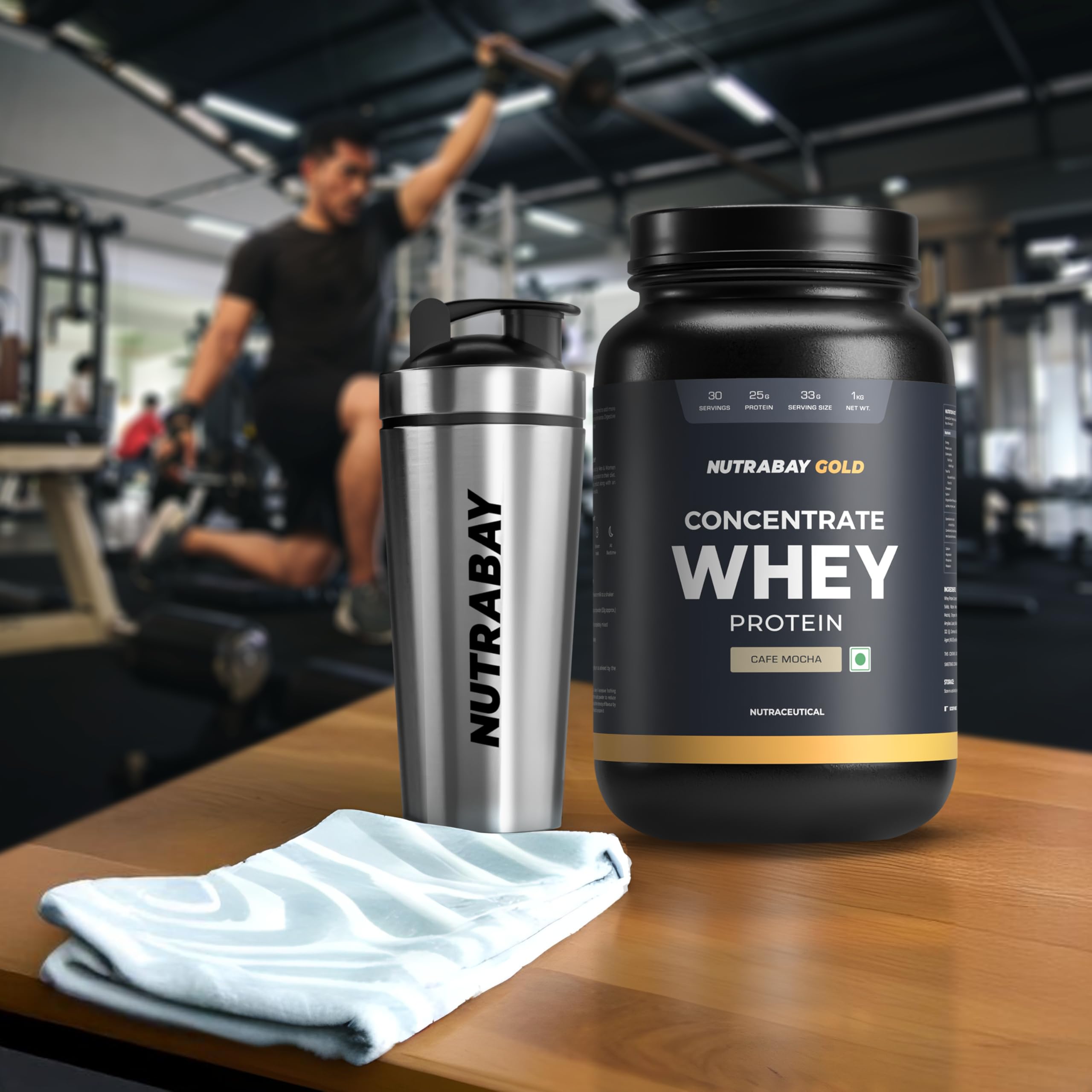 Nutrabay Silver Steel Shaker Bottle 750ml Ideal For Protein Shake