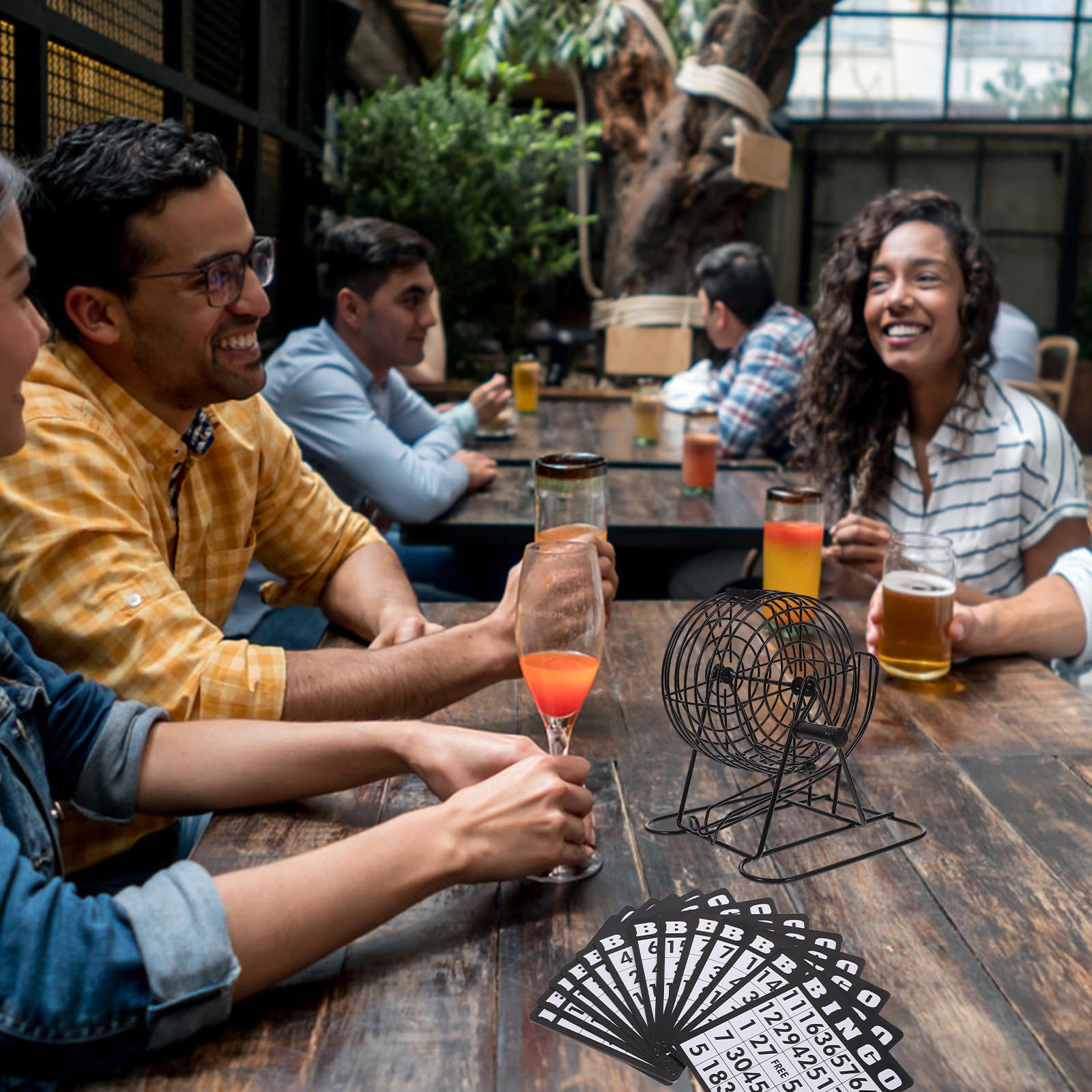 Jeu de Bingo Manuel en Fer Noir pour Soirées et Bars