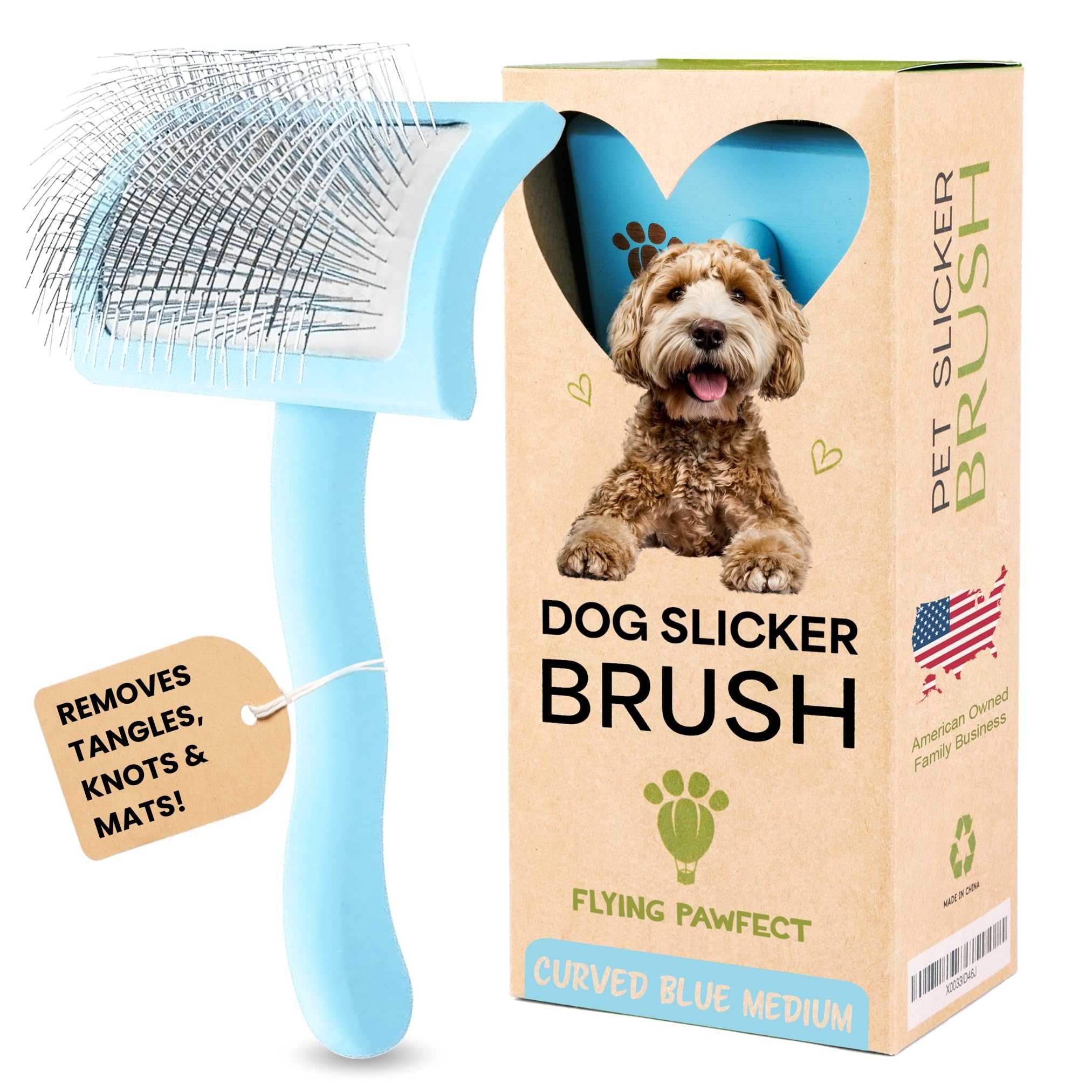 Cepillo para mascotas con pasadores de acero inoxidable para aseo de masajes suaves, para desenredar, desprendimiento de pelo y capa inferior, regalo ideal para peluqueros profesionales de mascotas
