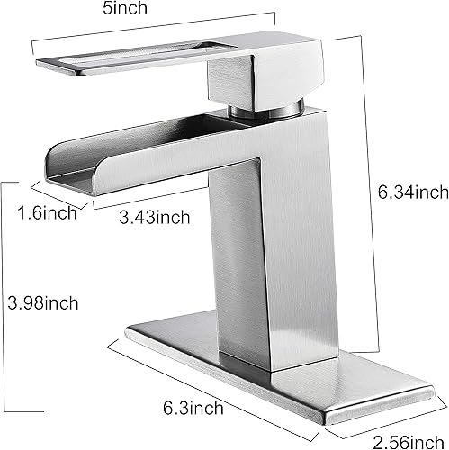 Miniatura 4 de Gangang Grifo de lavabo de baño, moderno grifo de cascada de una sola manija para 1 o 3 agujeros, montaje en cubierta