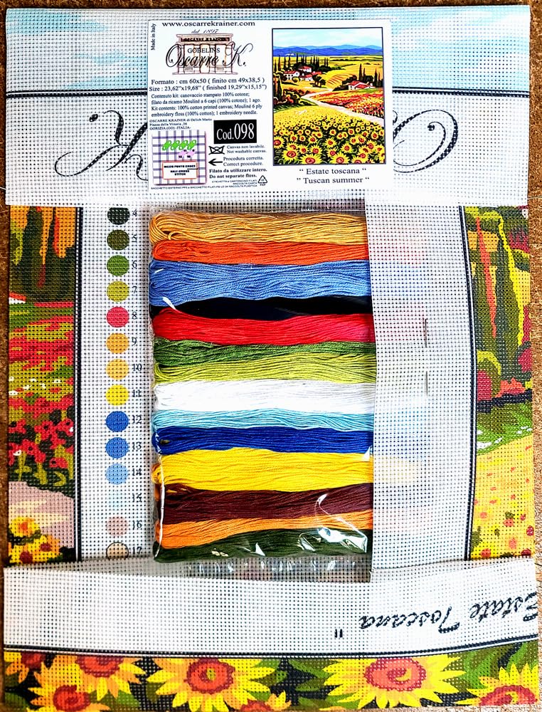 Oscarre K. gobelins Kit de medio punto de cruz completo 50 x 60 cm (bordado acabado 38,5 x 49 cm) Verano en la Toscana