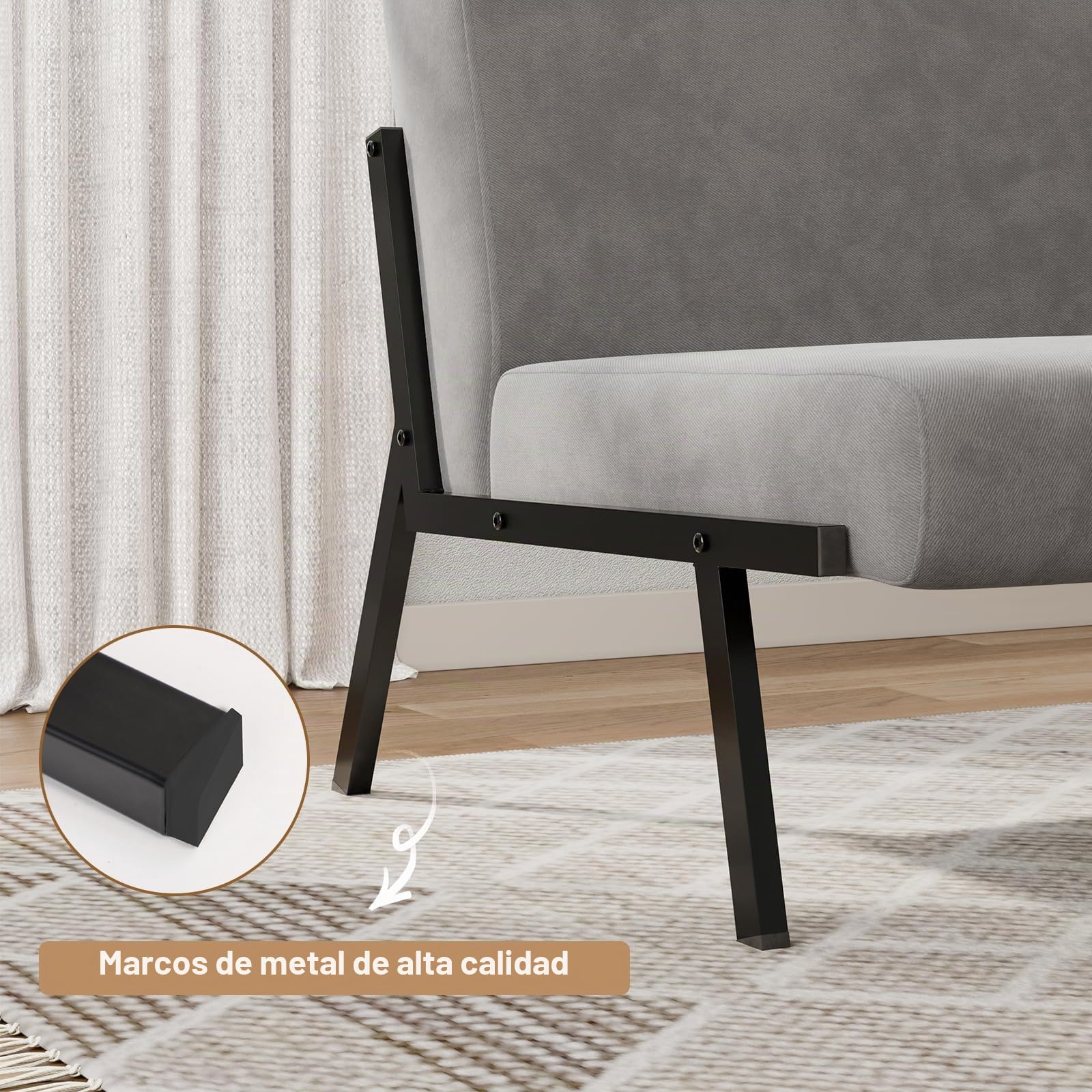 Dripex Sofá de 2 plazas, sofá de Tela Moderno con Marco de Metal, sofá de salón con Respaldo, sofá Doble para salón o Dormitorio, soporta 150 kg, 112 x 75 x 68 cm, Gris