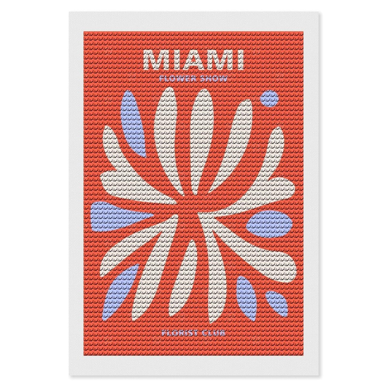 Junmoney Miami Florist Club Diamond Painting Canvas Kit 8"x12", Leisure Activity, Aesthetic Room Decor, with Tool Kit, DIY, Gift