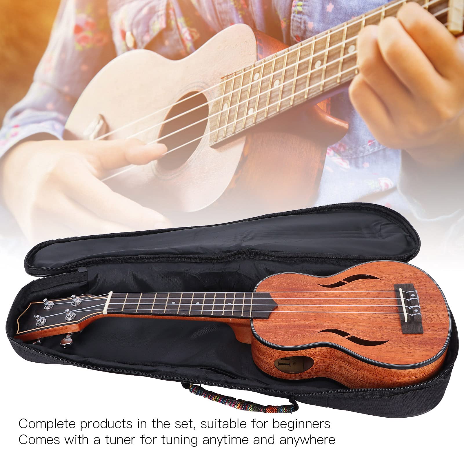 Ukulele Soprano 21 Pollici In Mogano - Per Principianti Adulti E Bambini, Con Custodia, Cinturino E Plettri, Colore Verde