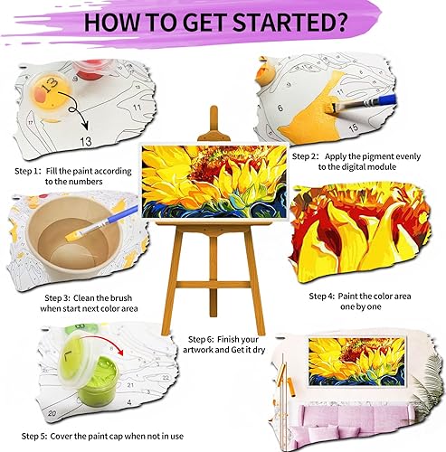 Miniatura 7 de YALKIN Pintura por números para adultos principiantes, paquete grande de 3 unidades de bricolaje de pájaros rojos para pintar por números para