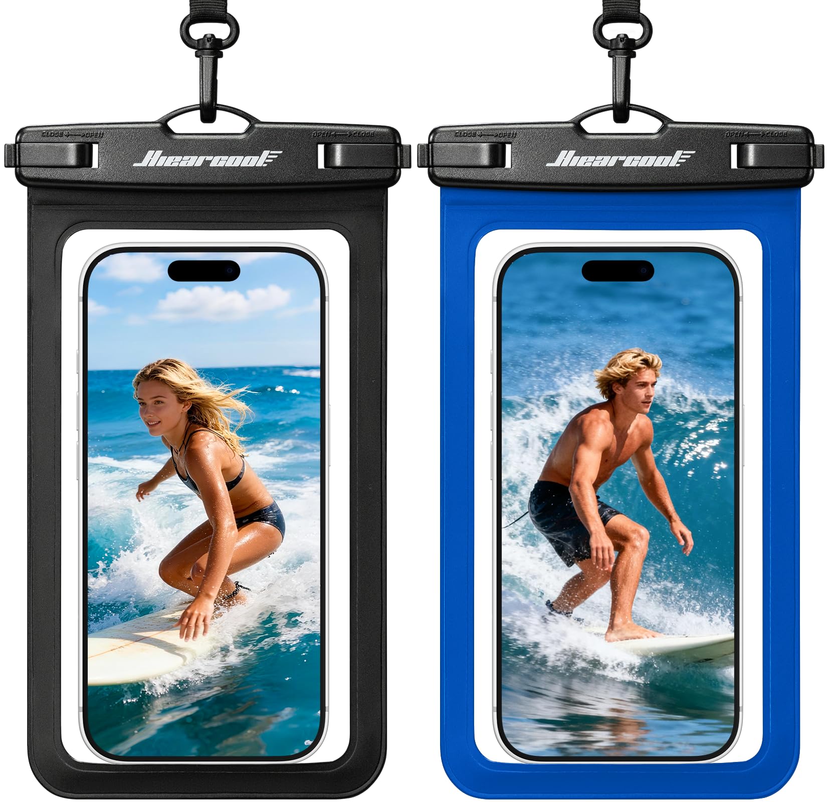 Hiearcool Waterproof Phone Pouch,Universal Waterproof Phone Case Dry Bag Travel Essentials for iPhone, Beach Accessories for Vacation Must Haves -