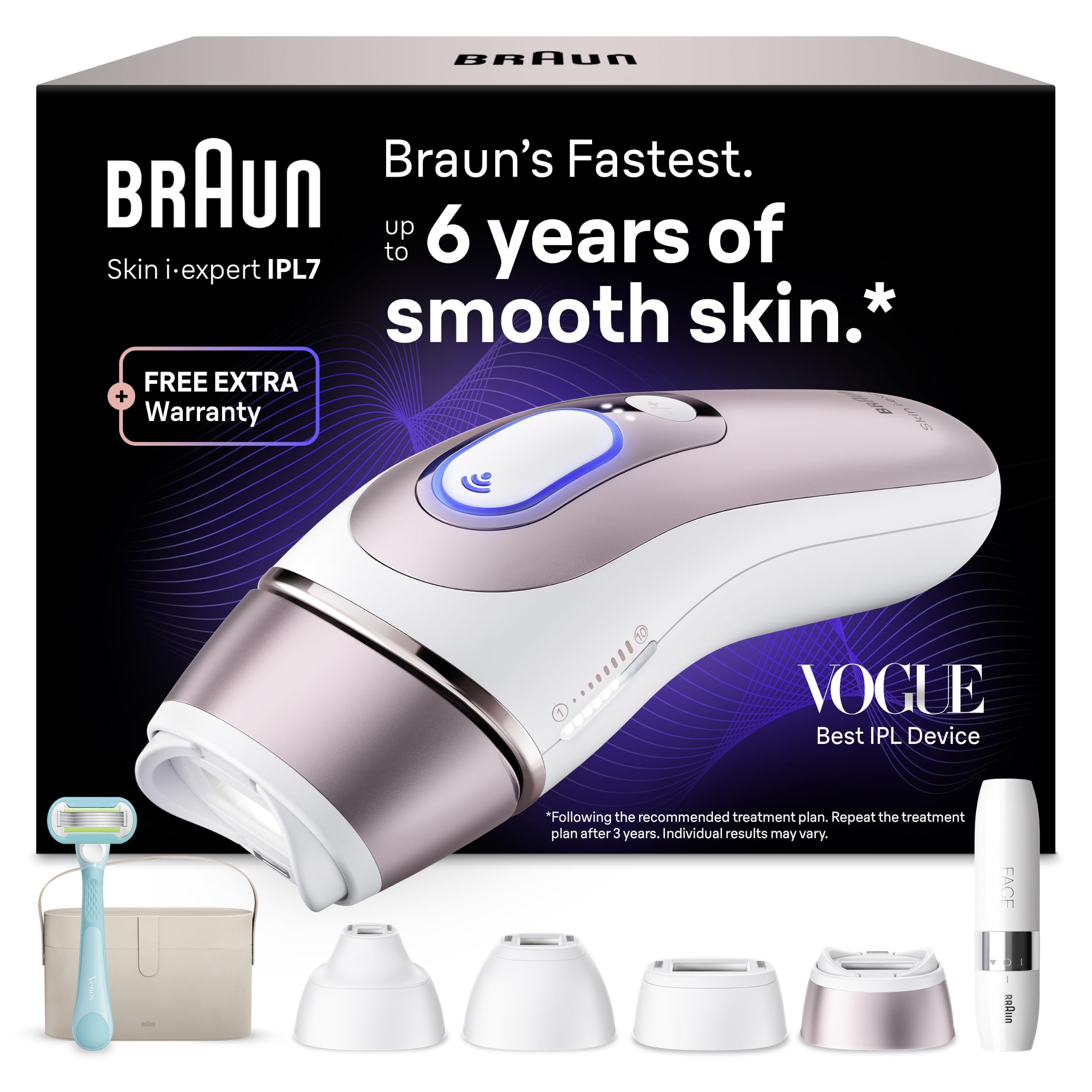 Braun Smart IPL Laser Hair Removal Device for Women, Skin i·Expert, PL7442 | at Home Permanent Hair Reduction, Includes
