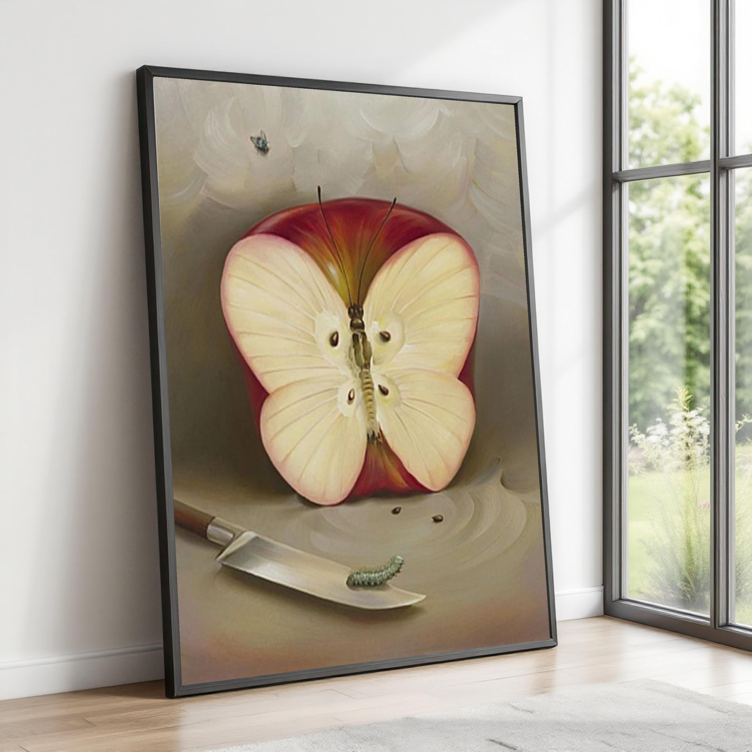XINBAO Surreal Butterfly Painting Canvas Pictures, Canvas Wall Art, Still Life Wall Art, Home Decor, Fruit Canvas Print Pictures(21x30cm/Frameless)