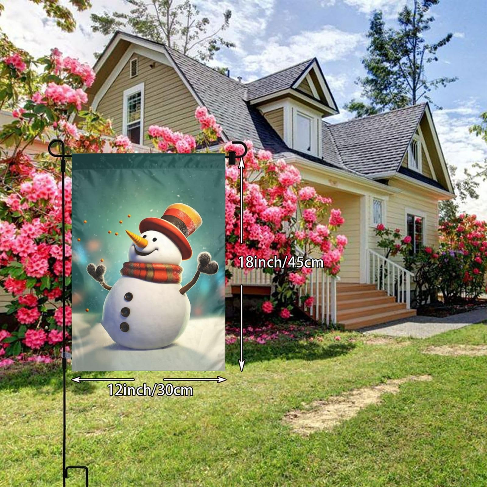 Schneemann Gartenflagge – 30,5x45,7 Cm, Doppelseitig, Polyester, Für Winterdekoration Im Garten & Hof