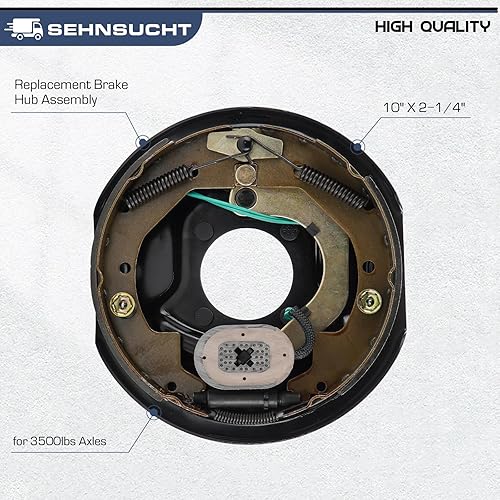Miniatura 10 de SEHNSUCHT Frenos eléctricos para remolque, 1 par de frenos eléctricos de 12 "x 2" para 5200lb 6000lb 7000lb Axle-(Set 2 1 Izquierda+1 Derecha)