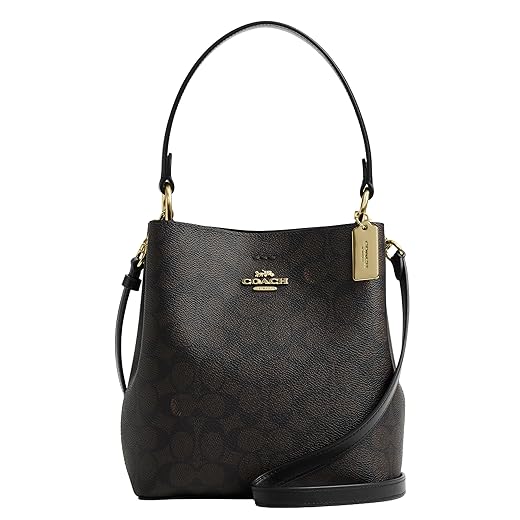 COACH Balde de cidade pequena, Nogueira/preto, 34.47 cubic inches