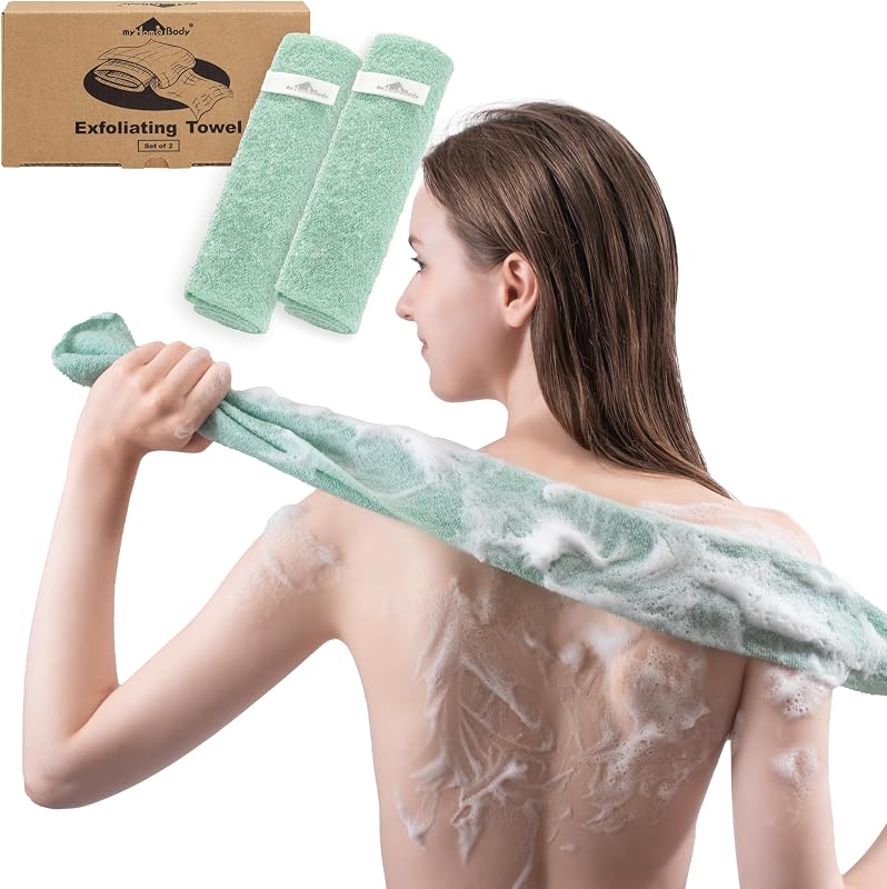 Buchas esfoliantes para banho myHomeBody, verde-claro, conjunto com 2