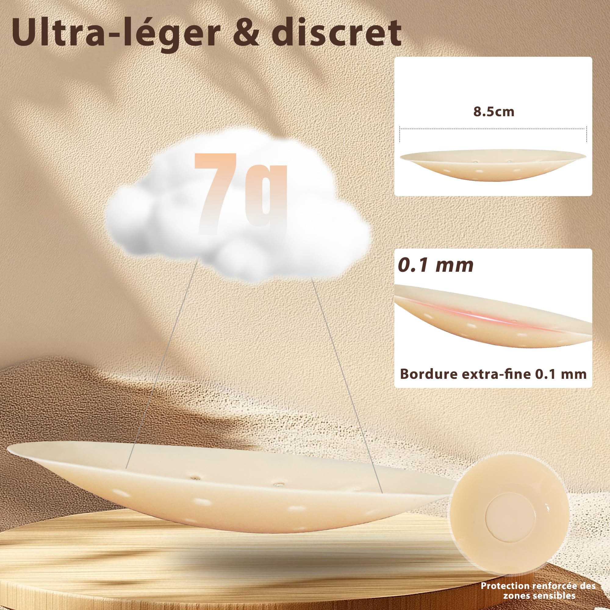 Cache-tétons 8 Pièces, Réutilisable Auto-adhésif en Silicone Ronde Nipple Cover, Couvre Seins Mamelons Invisibles étanches, Ultra Doux Cache Tetons Femme - 2