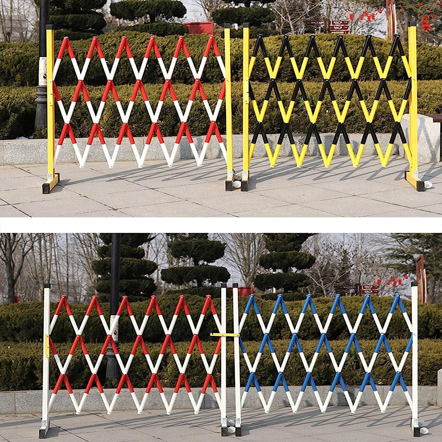 Barrera de seguridad móvil, control de tráfico retráctil, barrera de concertina portátil ajustable para una gestión eficaz del espacio, ideal para eventos y control de multitudes