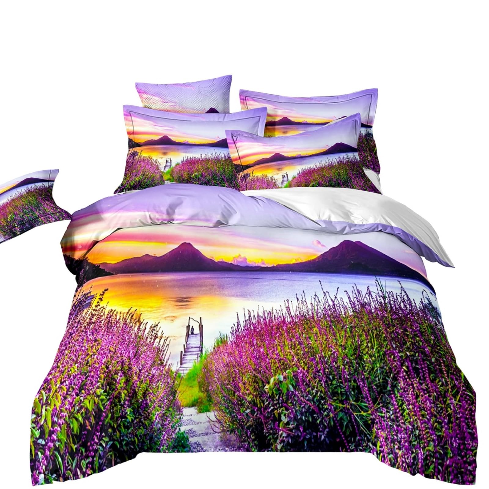Double Duvet Set Purple Flower Bedding Double Bed Set Duvet Cover Sets