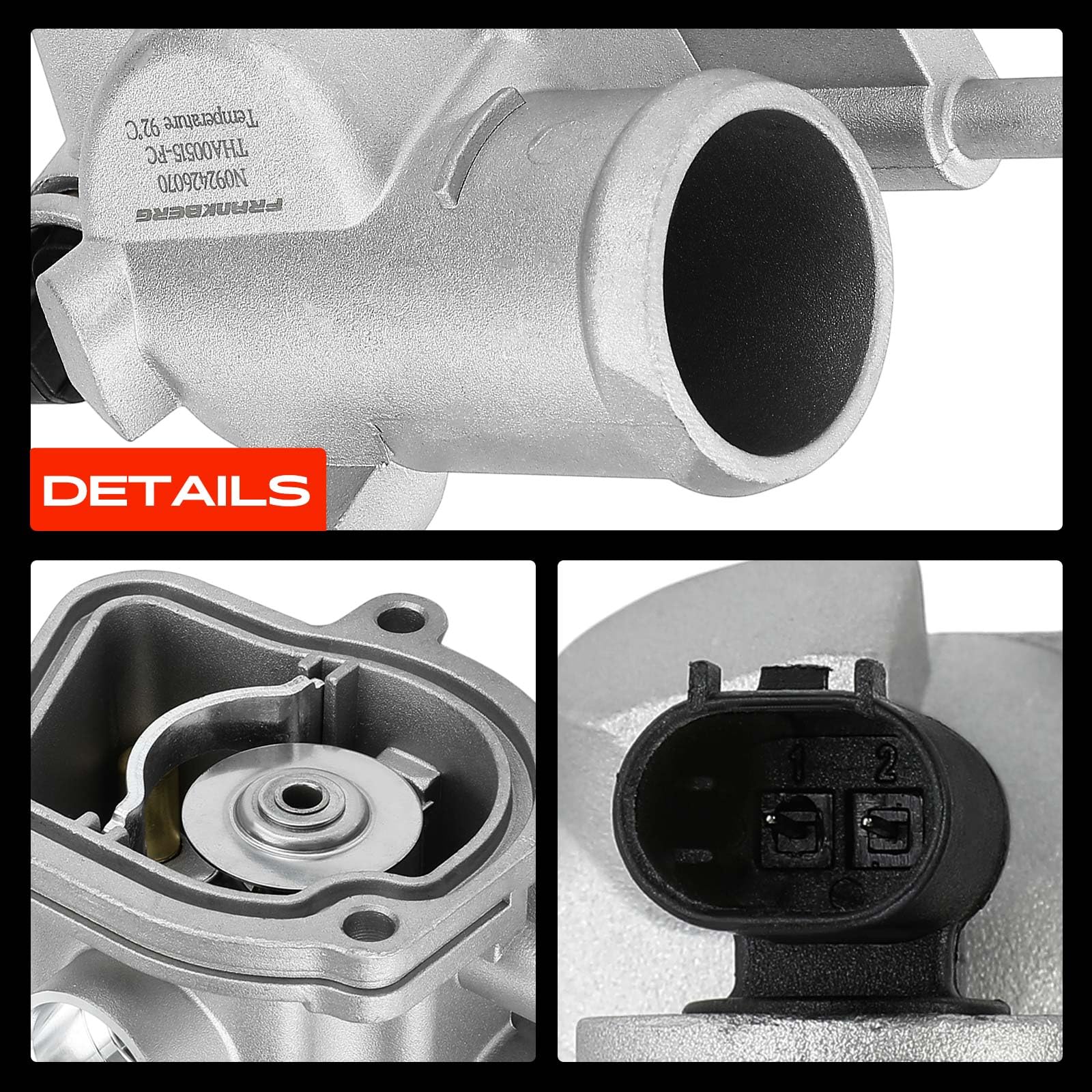 Frankberg Termostato del liquido di raffreddamento 92°C a 2 Poli | 6132000015, Compatibile con: Classe C Modello T S203, Classe E, modello T, S210, CLK C209, Classe E W210, Classe CLC CL203