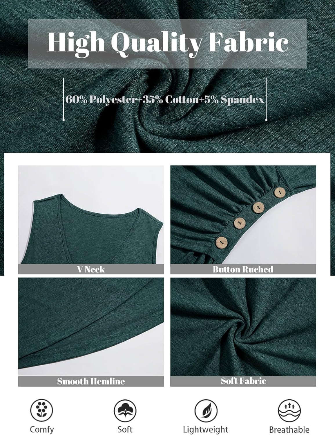 Wihion Women Sleeveless Blouse Wrap Tank Tops V Neck Ruched Tops Cross Front Surplice Wrap Shirts - Image 5