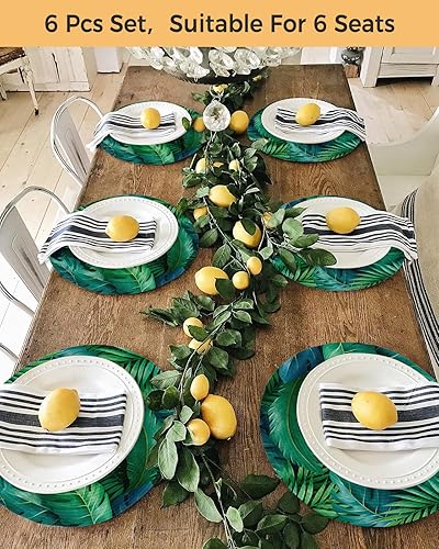 Miniatura 8 de Round Placemats Set of 4 Tropical Plants Place Mats Washable Woven Placemat Monstera Leaf Circle Braided Heat Resistant Table Mat for Kitchen Dining