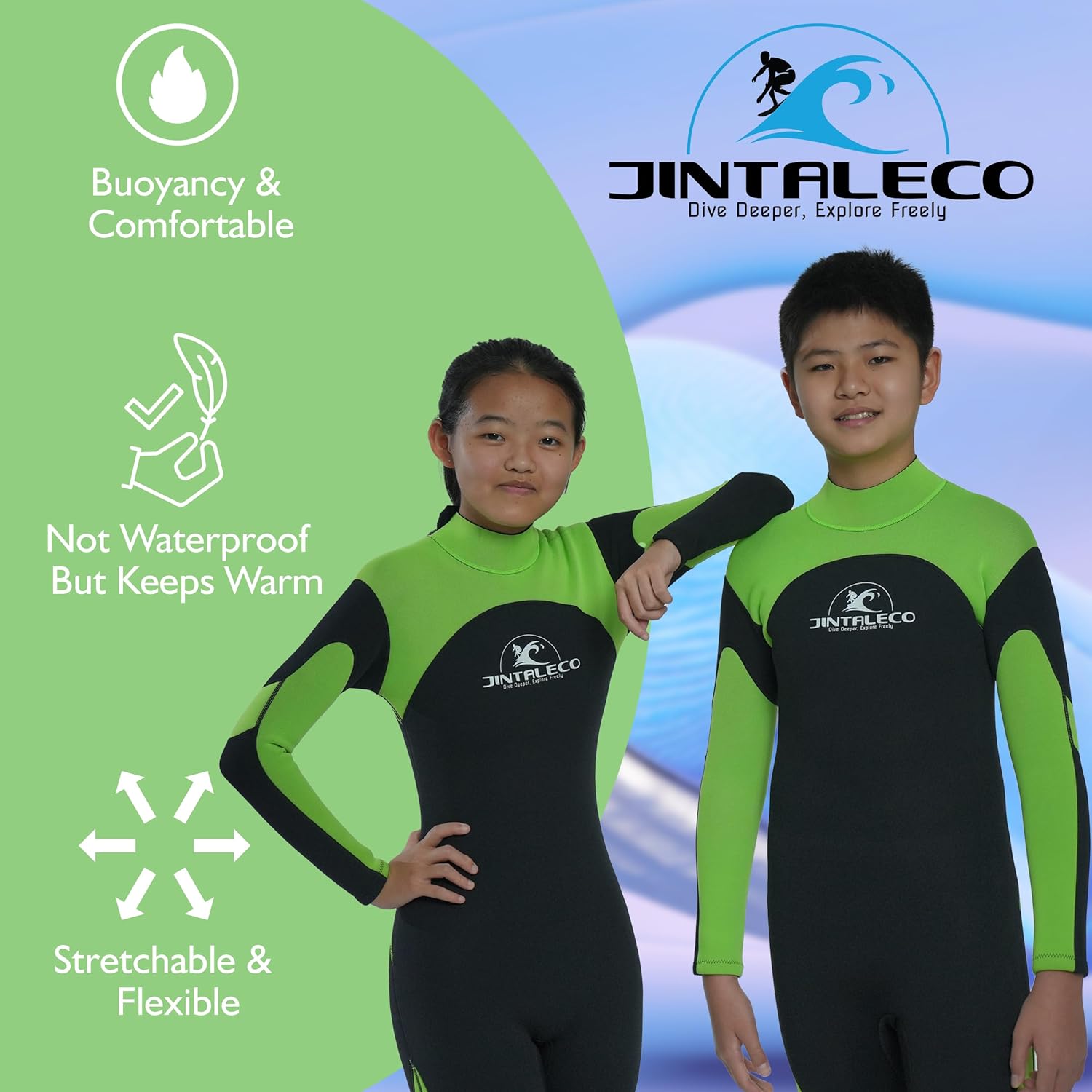 Premium Neoprene Kids Wetsuit, 3/2 mm Full Body & for Boys & Girls, Back Zip Wetsuit for Kids Swimming, Diving and Water Sports (Kids Full Wetsuit, 6)