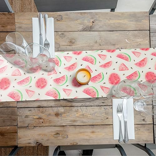 Miniatura 5 de Camino de mesa de sandía de 14 x 72 pulgadas, decoración de fiesta de melón uno en un melón, camino de mesa de verano al aire libre para bodas,