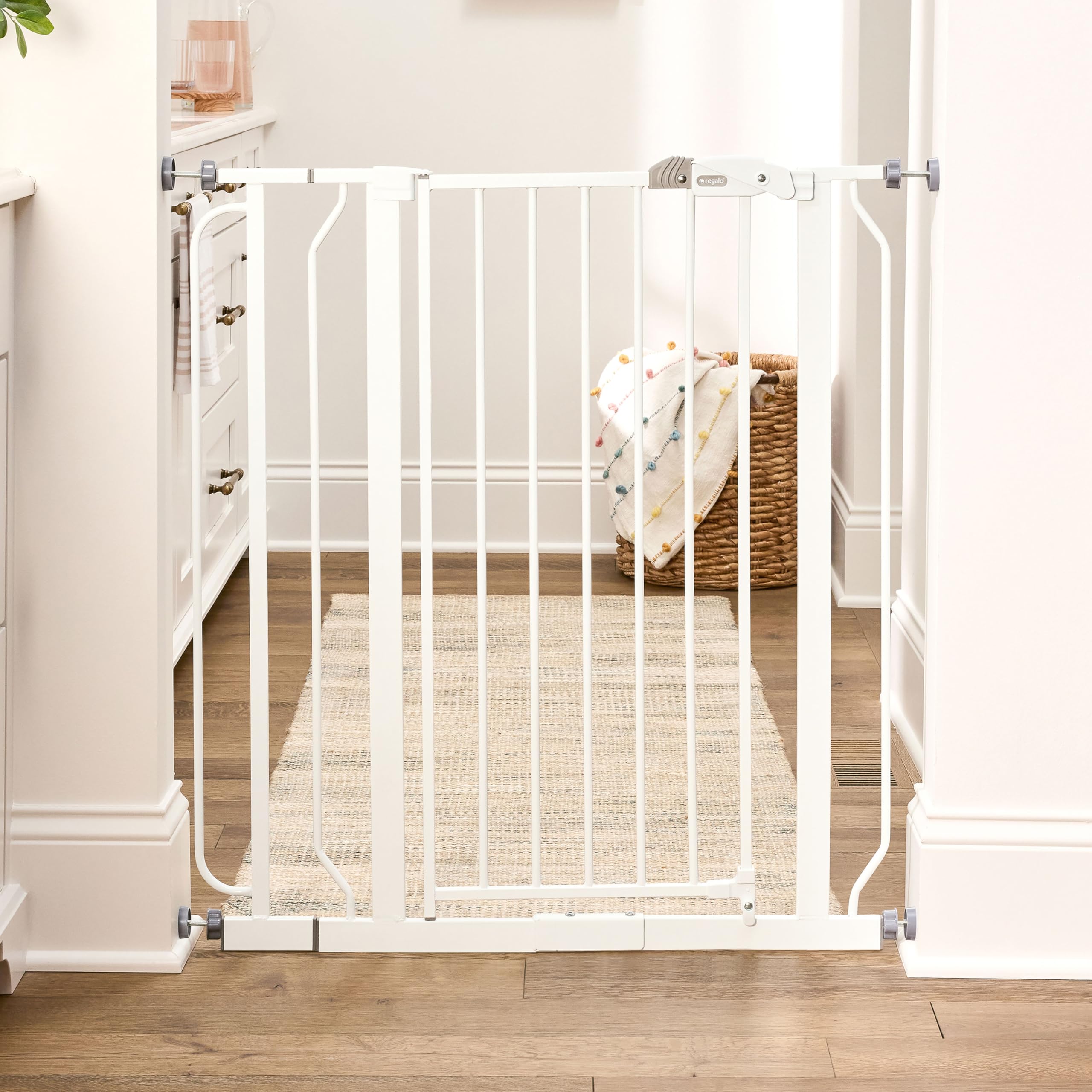 Regalo Safety 91.4cm Extra Tall Baby Gate for Doorways & Bottom of Stairs, Fits Openings 73.6-90cm (Extension Included), Pressure Mounted for Babies, Toddlers & Pets