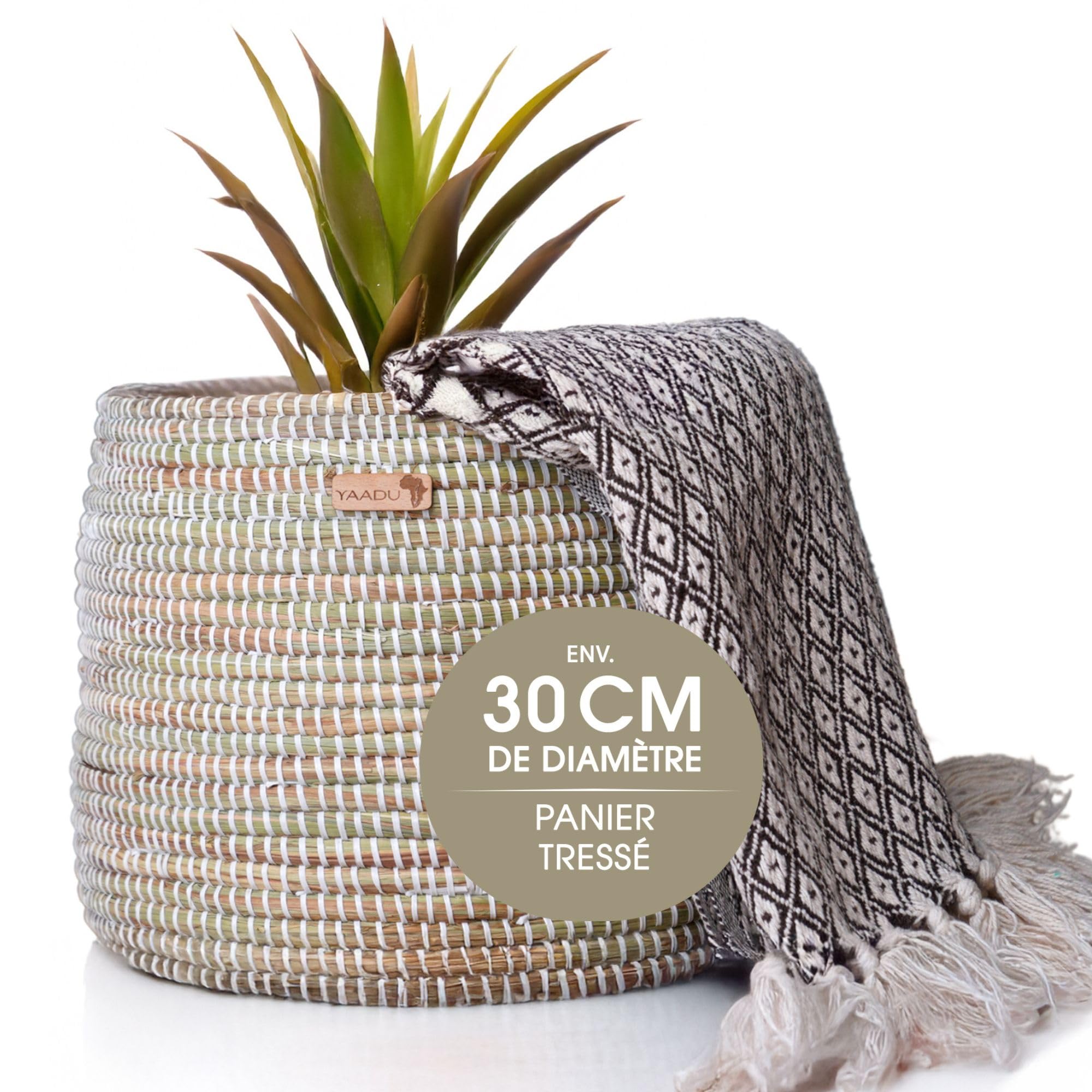 Panier africain blanc YAADU Nimba pour une décoration naturelle et chaleureuse