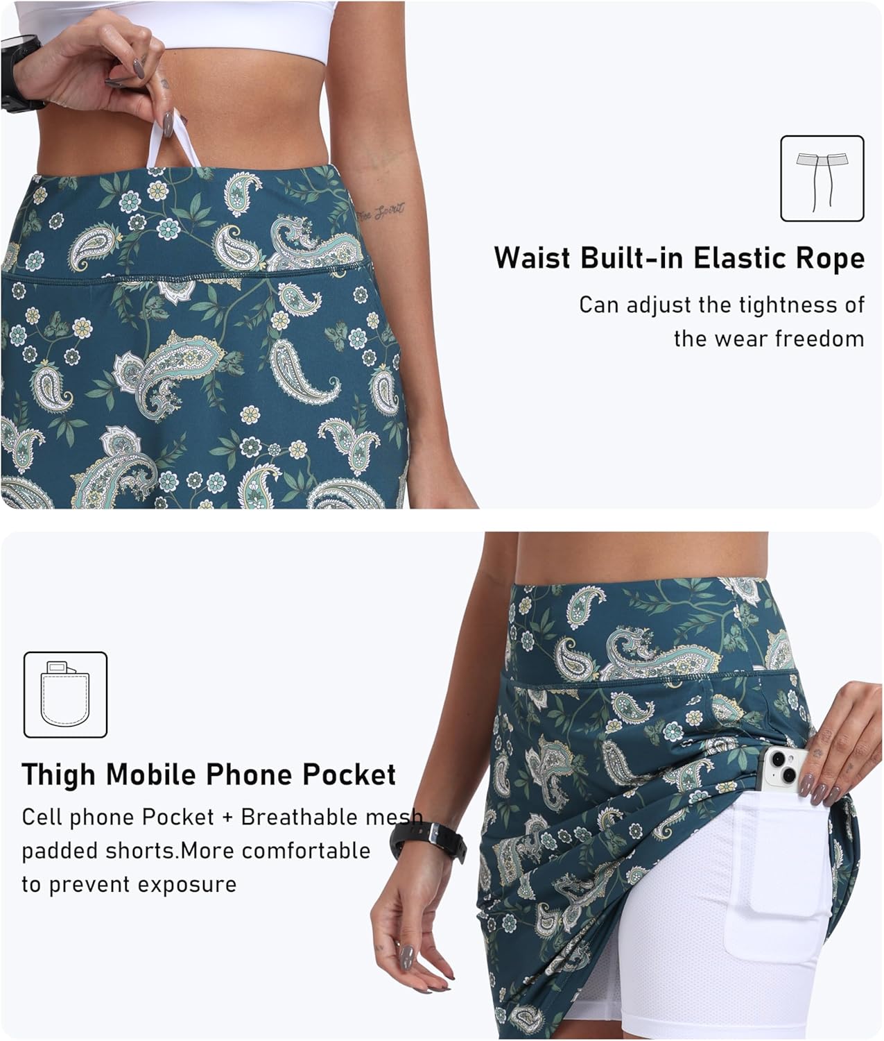 MoFiz Women's 20" Summer Knee Length Golf Skorts Athletic Skirts Casual Active Workout Sports Tennis Skirt with 4 Pockets - Image 5