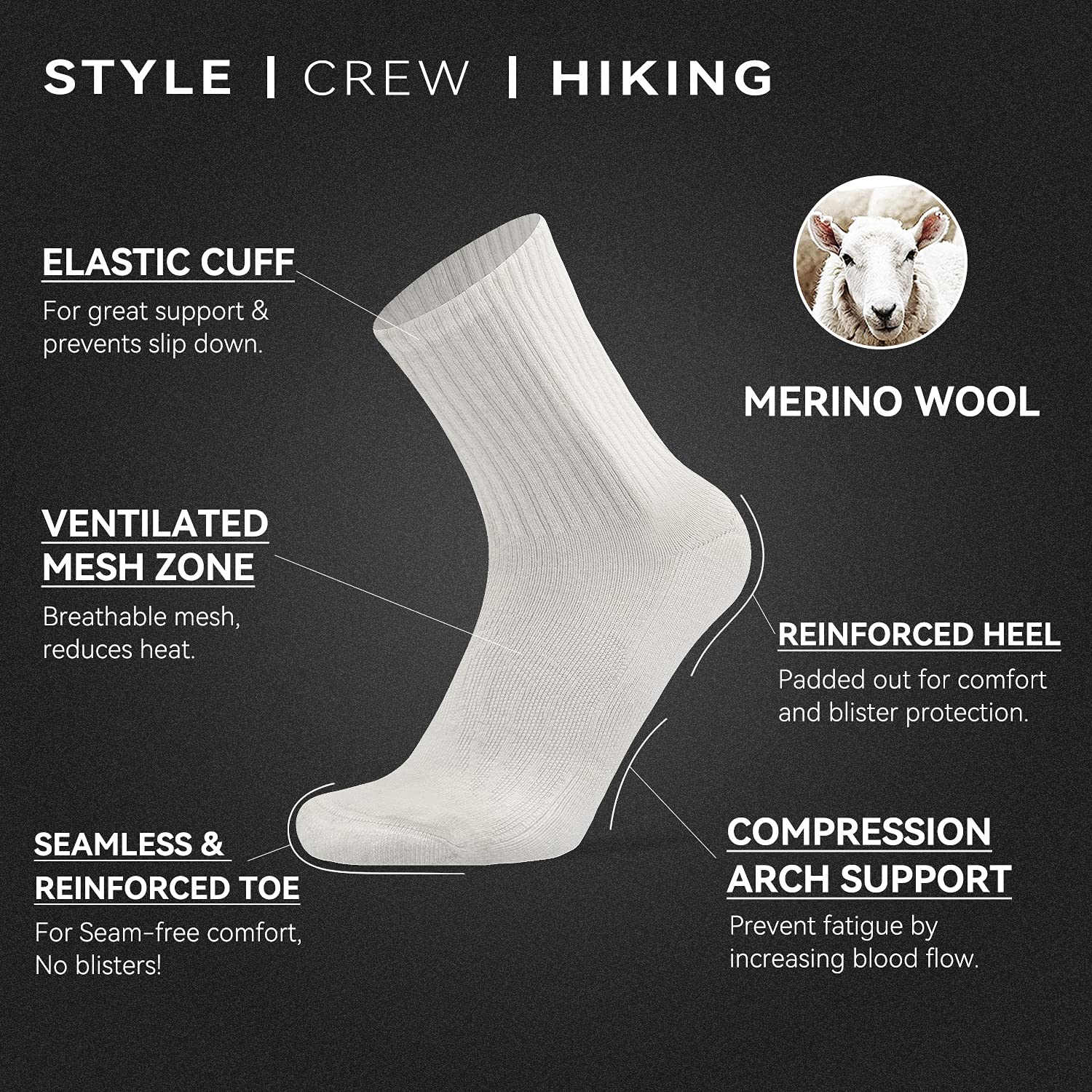 Socks Daze Skarpety turystyczne z wełny merynosów dla mężczyzn i kobiet, ciepłe skarpety do chodzenia i butów do trekkingu, pracy, na zewnątrz